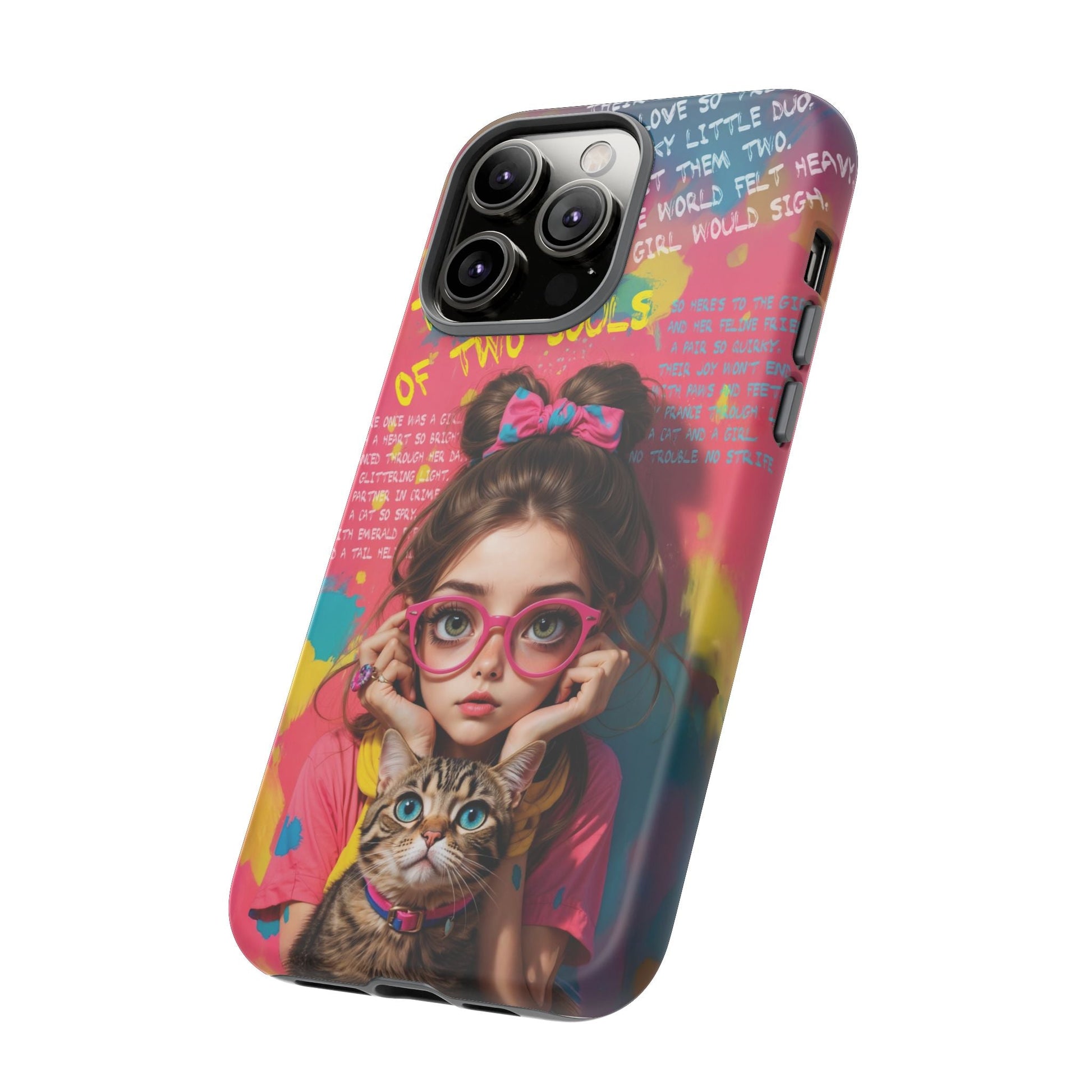 iPhone Cases - Cute Girl and Cat Street Art Style Design - Phone Case