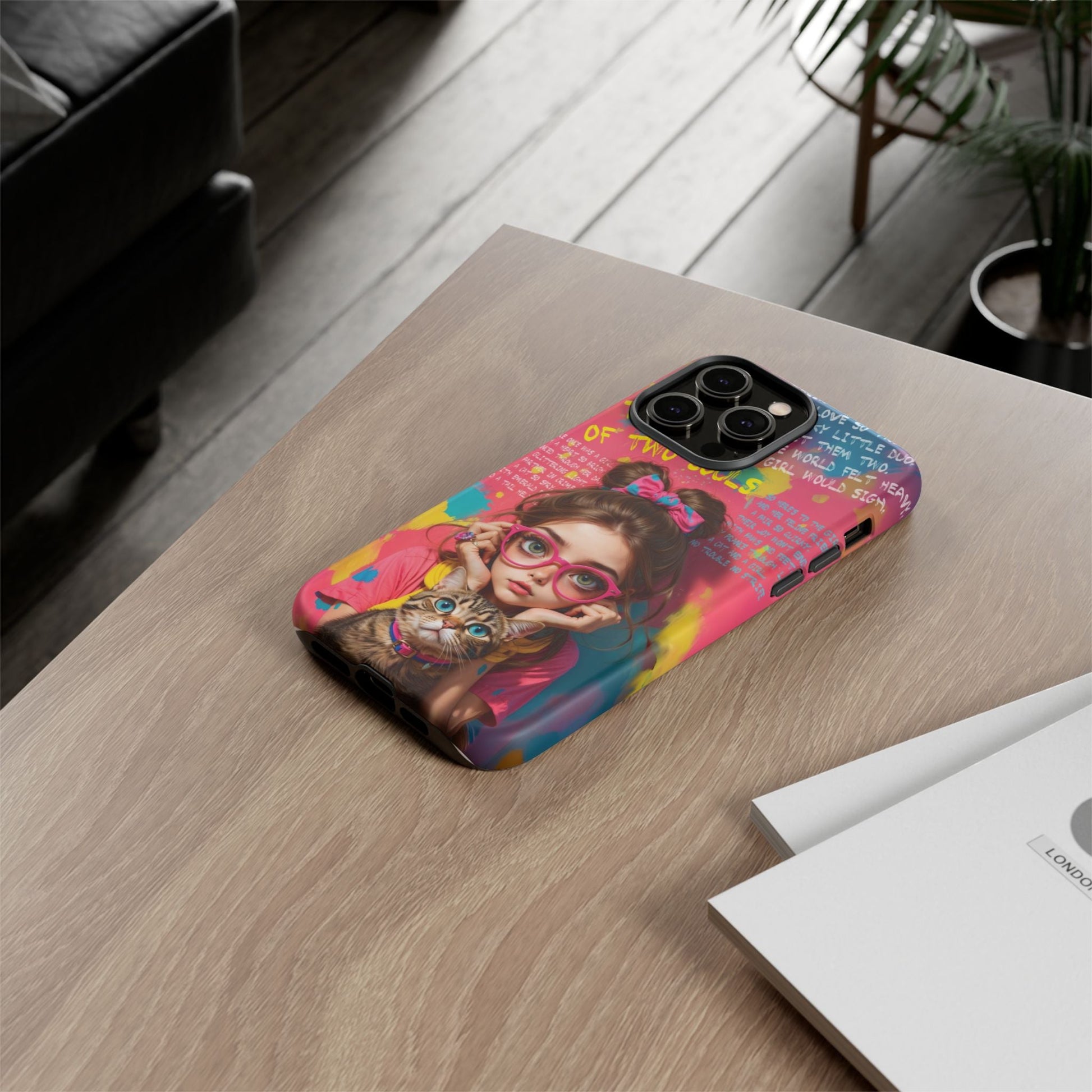 iPhone Cases - Cute Girl and Cat Street Art Style Design - Phone Case