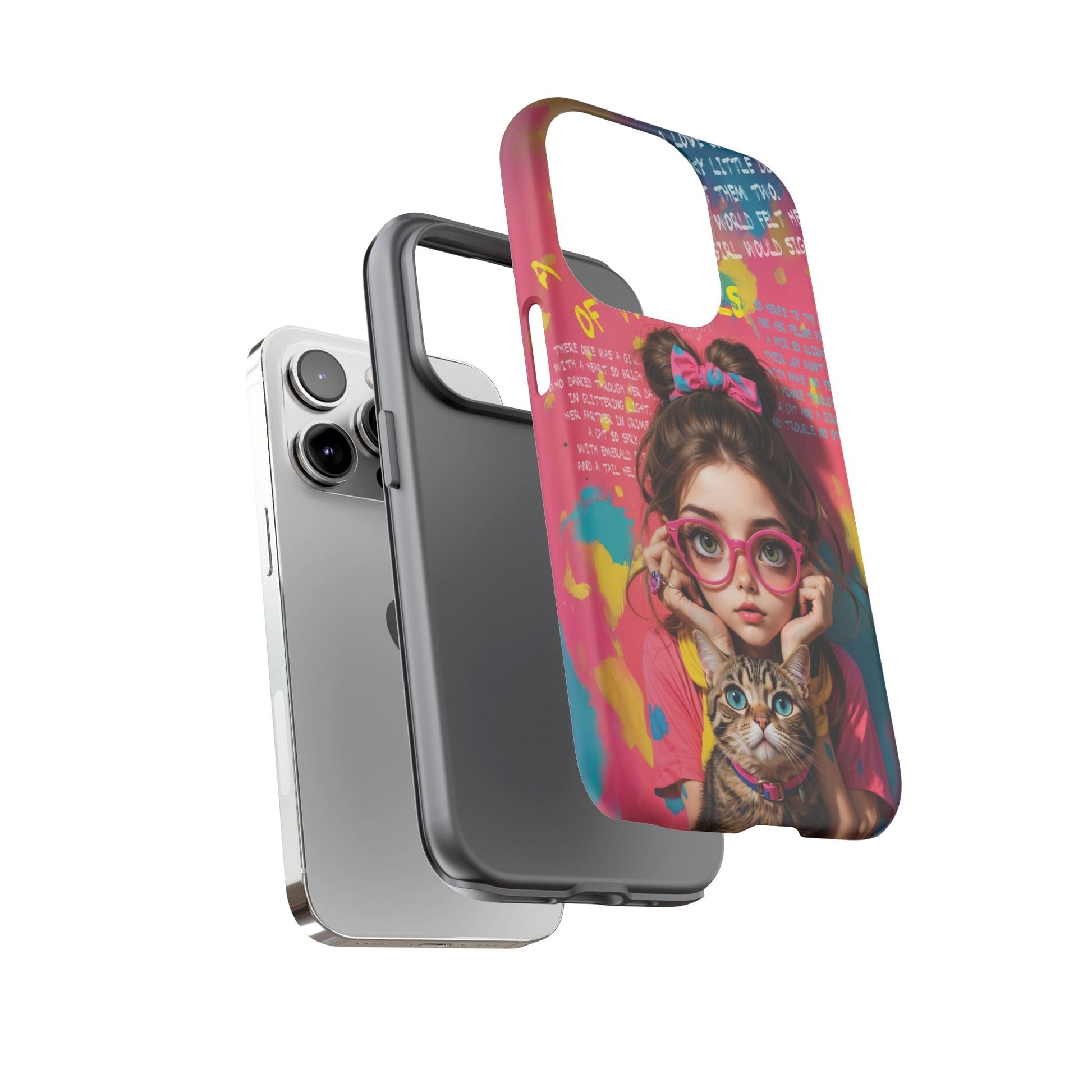 iPhone Cases - Cute Girl and Cat Street Art Style Design - Phone Case
