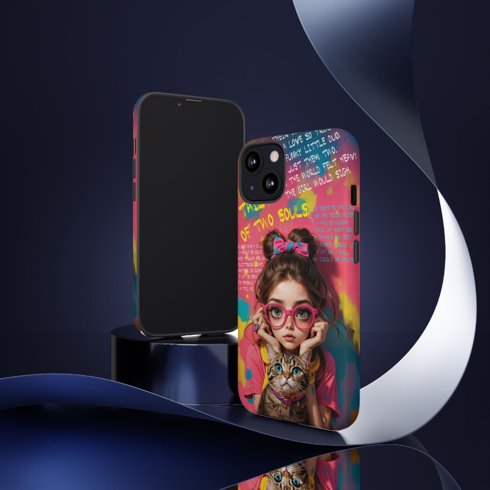 iPhone Cases - Cute Girl and Cat Street Art Style Design - Phone Case