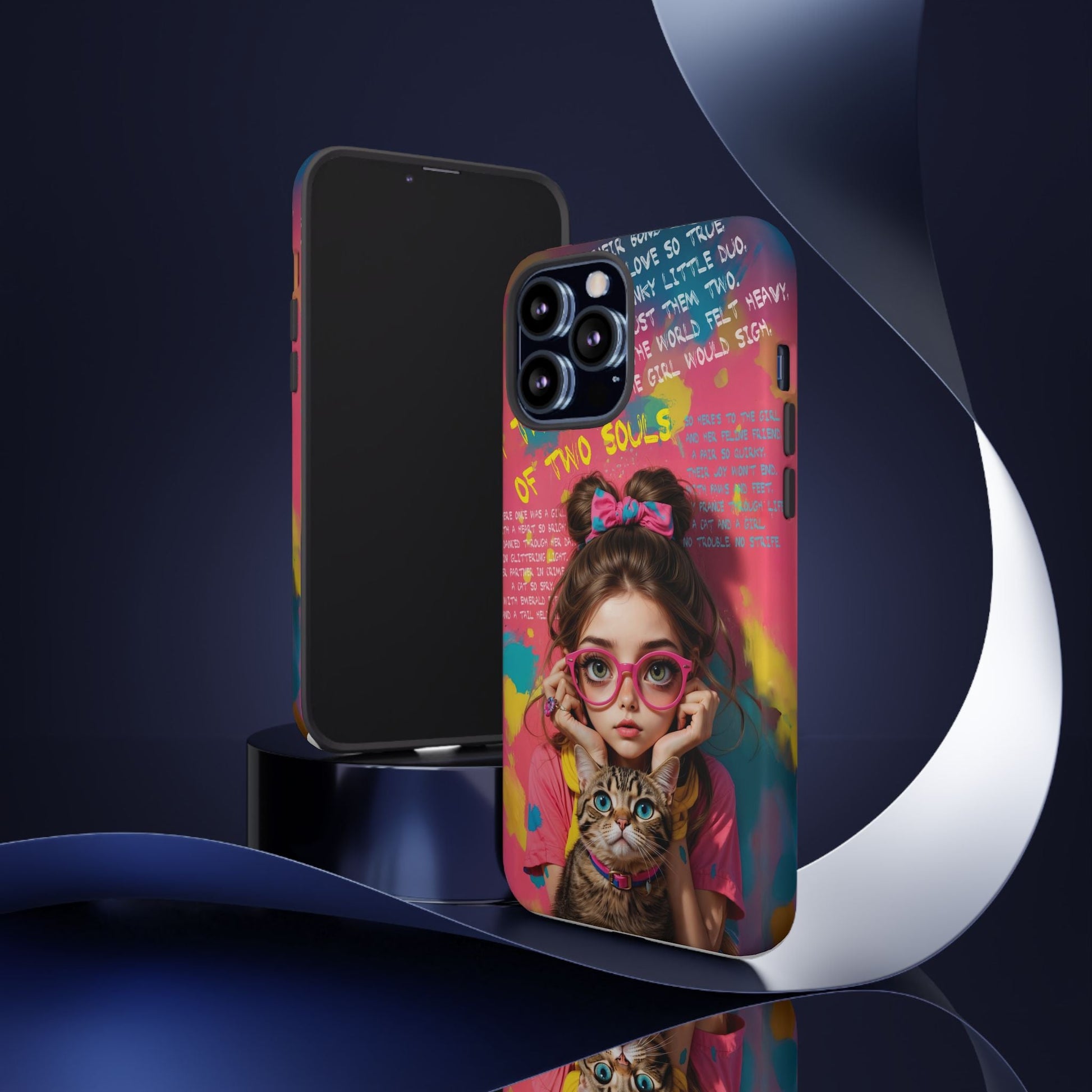 iPhone Cases - Cute Girl and Cat Street Art Style Design - Phone Case