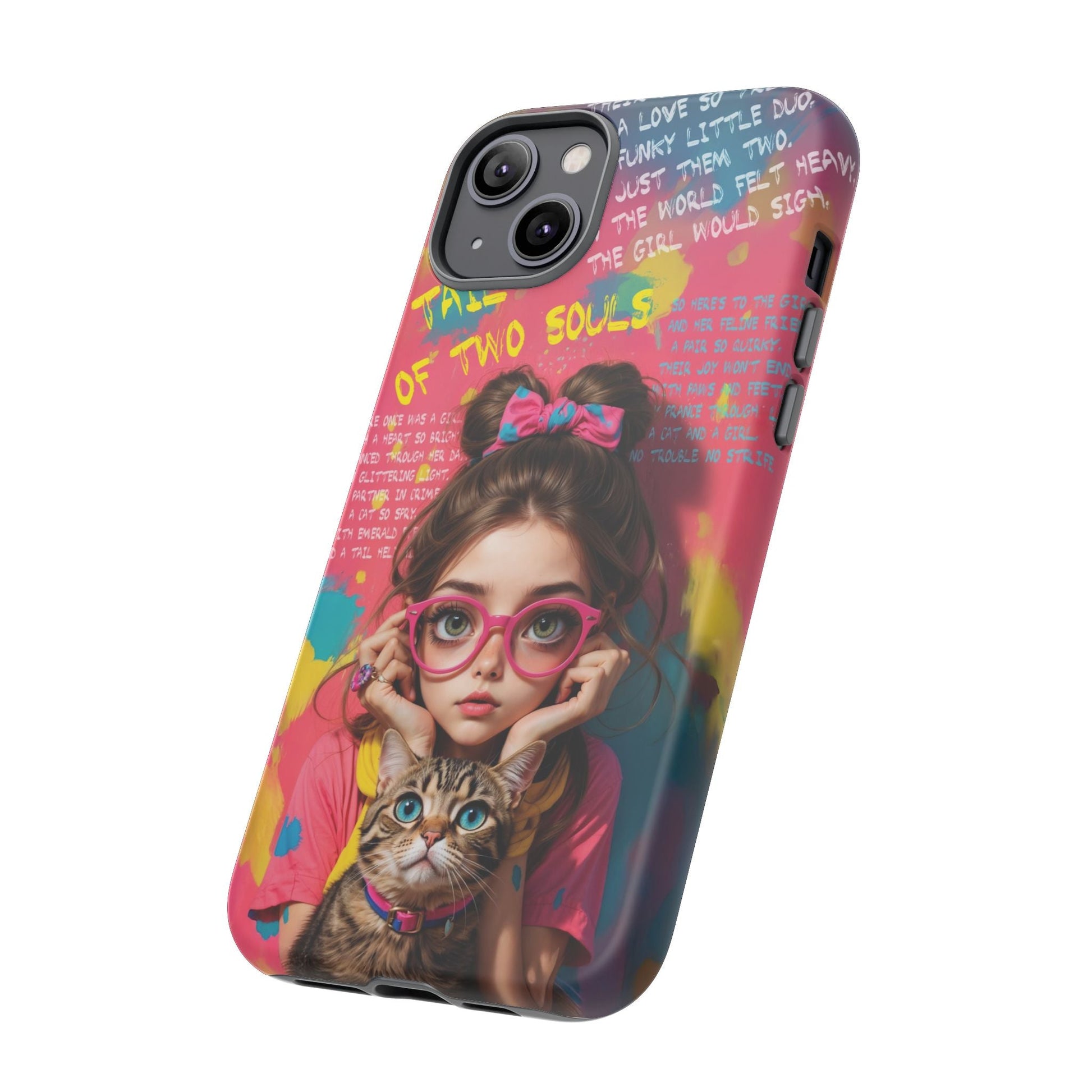 iPhone Cases - Cute Girl and Cat Street Art Style Design - Phone Case