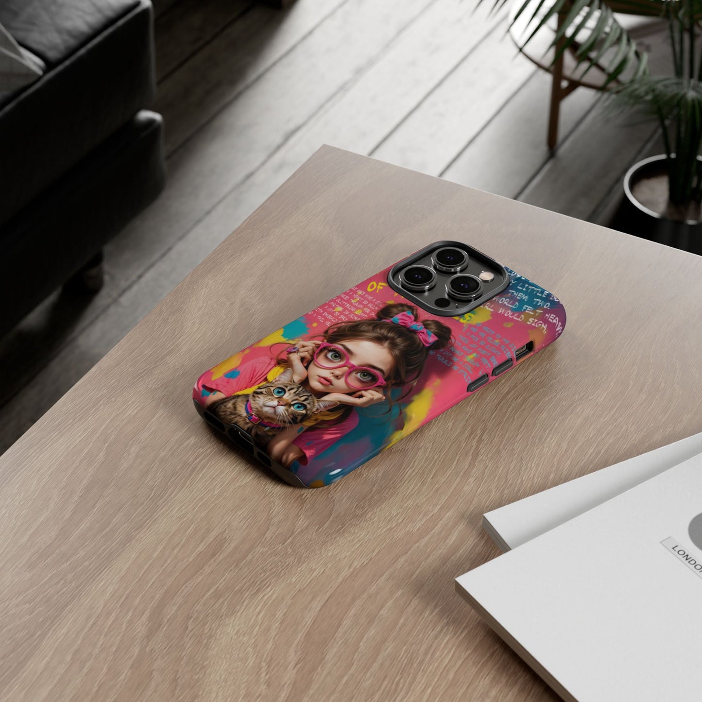 iPhone Cases - Cute Girl and Cat Street Art Style Design - Phone Case