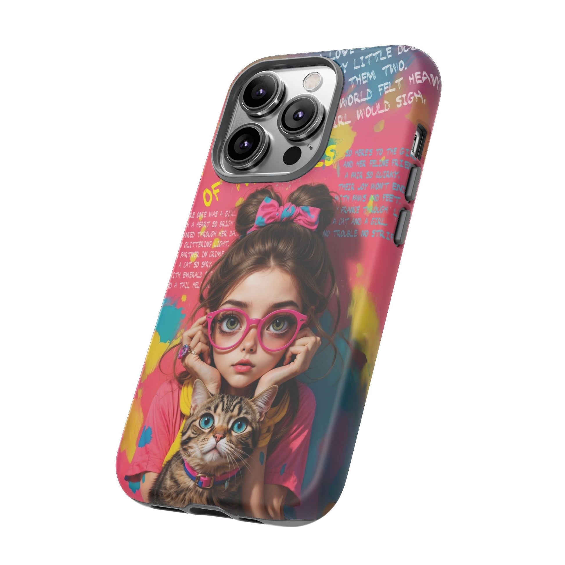 iPhone Cases - Cute Girl and Cat Street Art Style Design - Phone Case