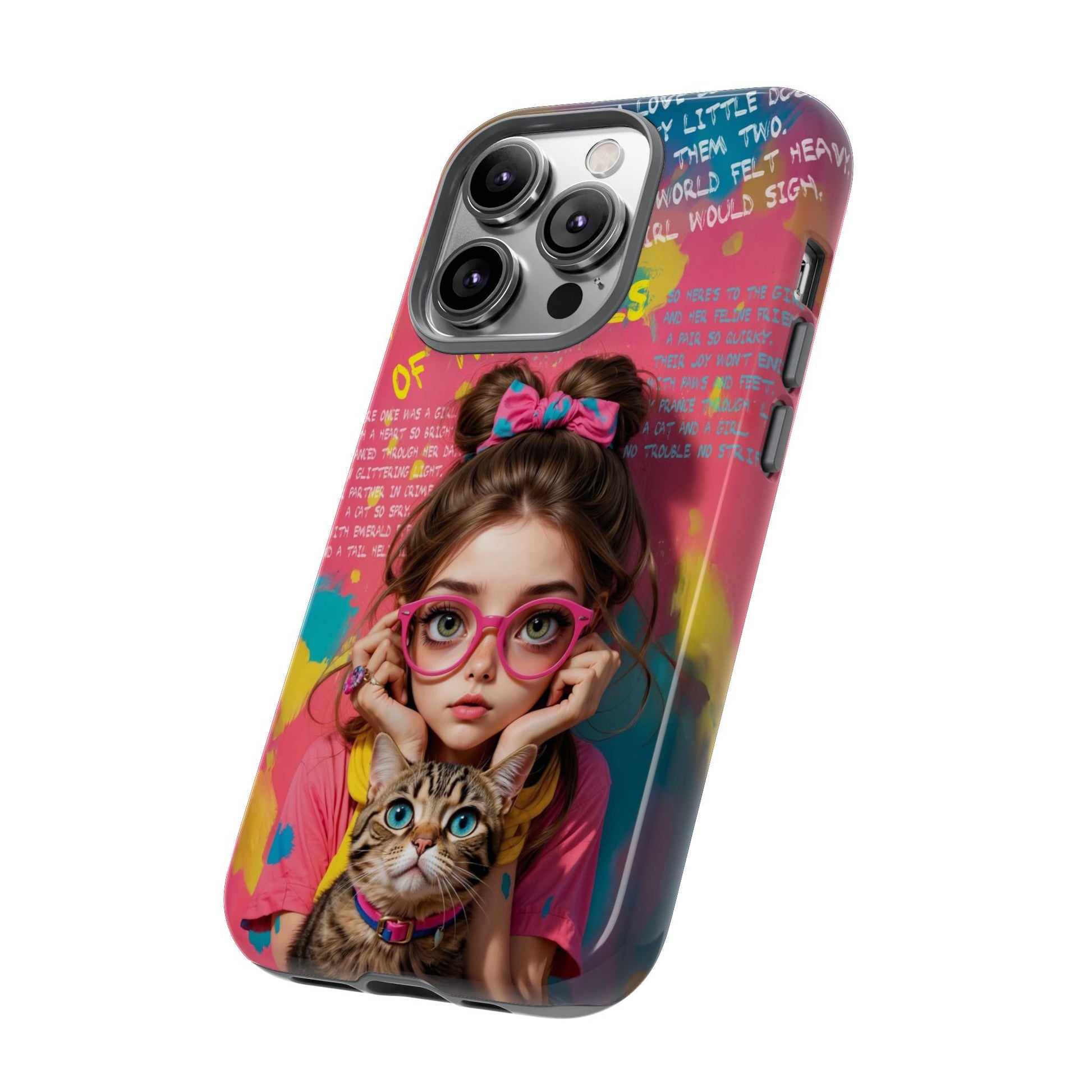 iPhone Cases - Cute Girl and Cat Street Art Style Design - Phone Case