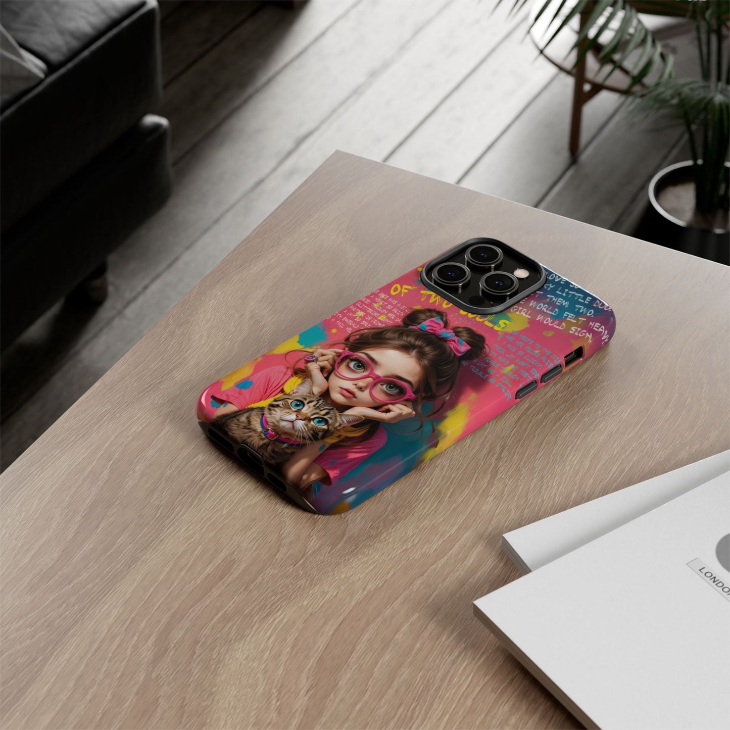 iPhone Cases - Cute Girl and Cat Street Art Style Design - Phone Case