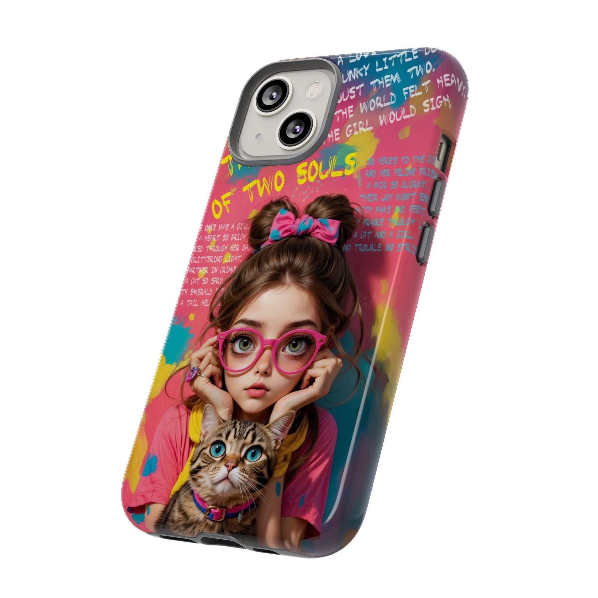 iPhone Cases - Cute Girl and Cat Street Art Style Design - Phone Case