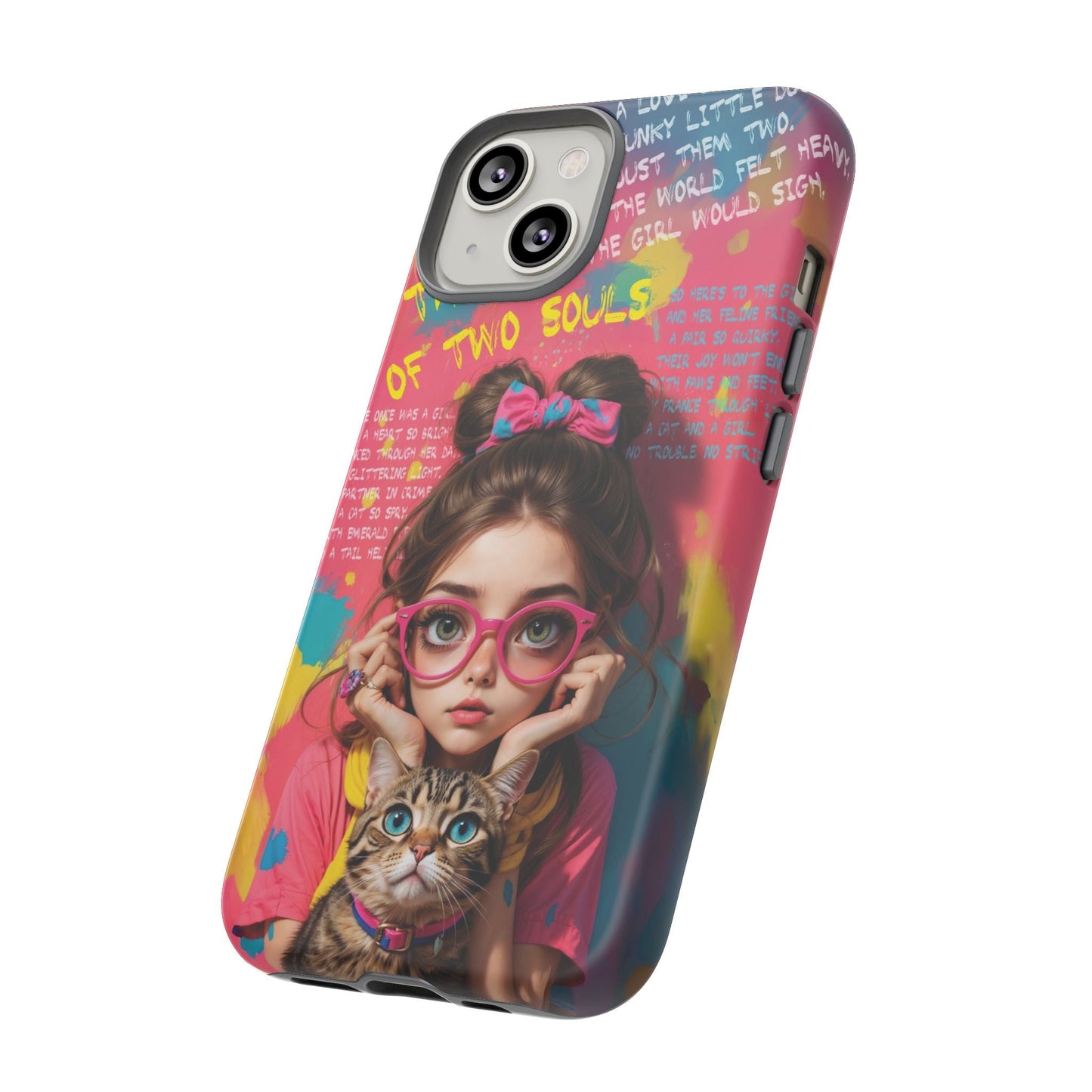 iPhone Cases - Cute Girl and Cat Street Art Style Design - Phone Case