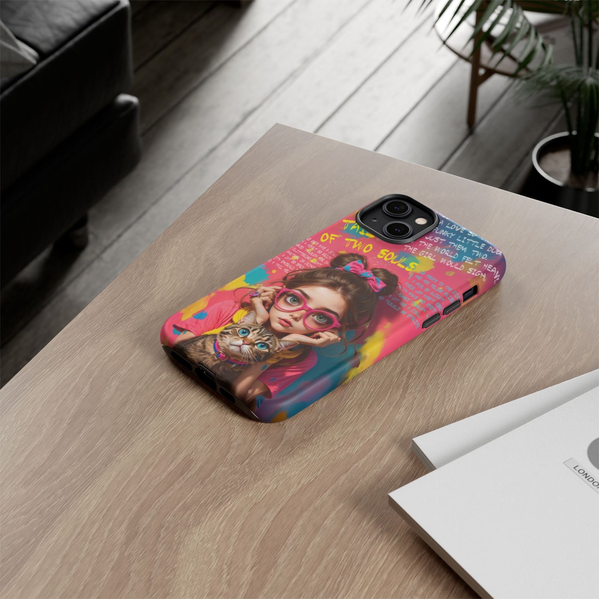 iPhone Cases - Cute Girl and Cat Street Art Style Design - Phone Case