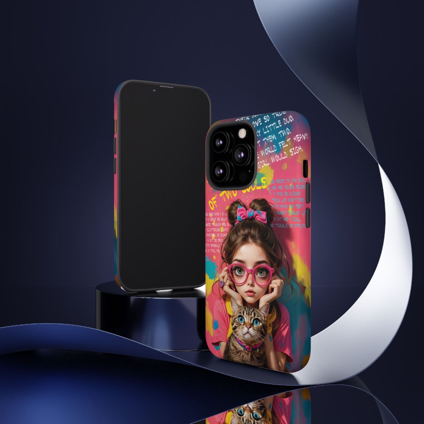 iPhone Cases - Cute Girl and Cat Street Art Style Design - Phone Case