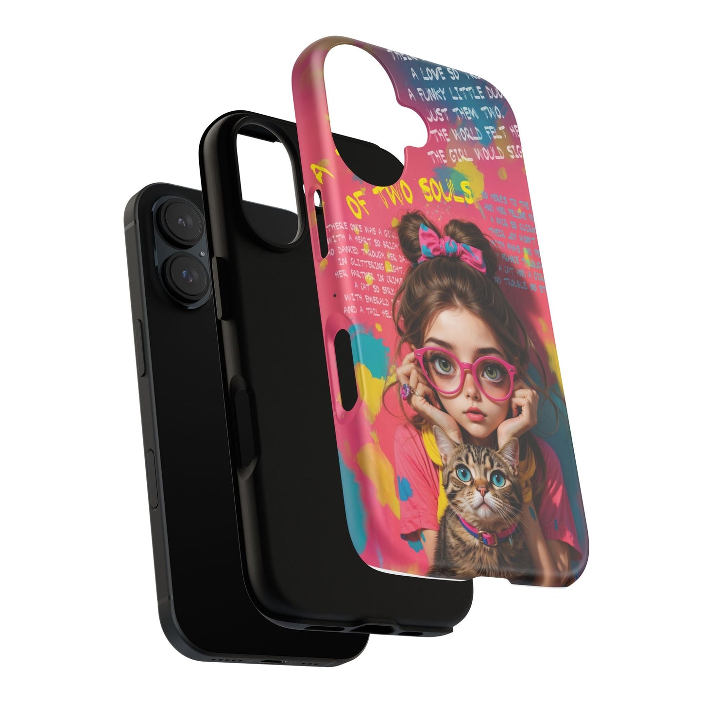 iPhone Cases - Cute Girl and Cat Street Art Style Design - Phone Case