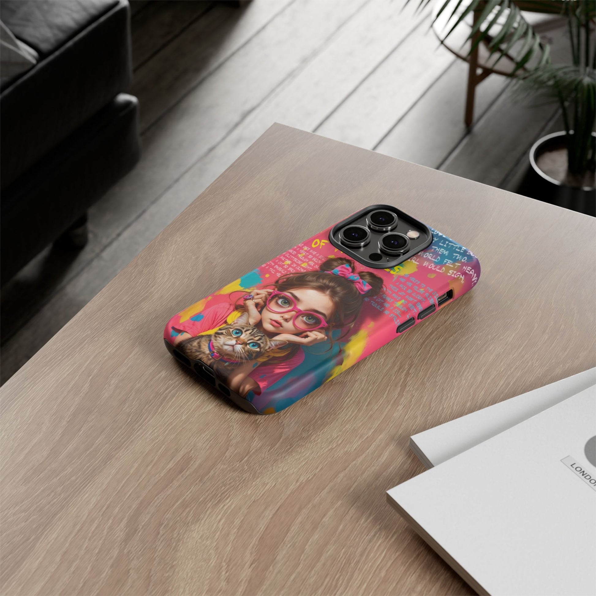 iPhone Cases - Cute Girl and Cat Street Art Style Design - Phone Case