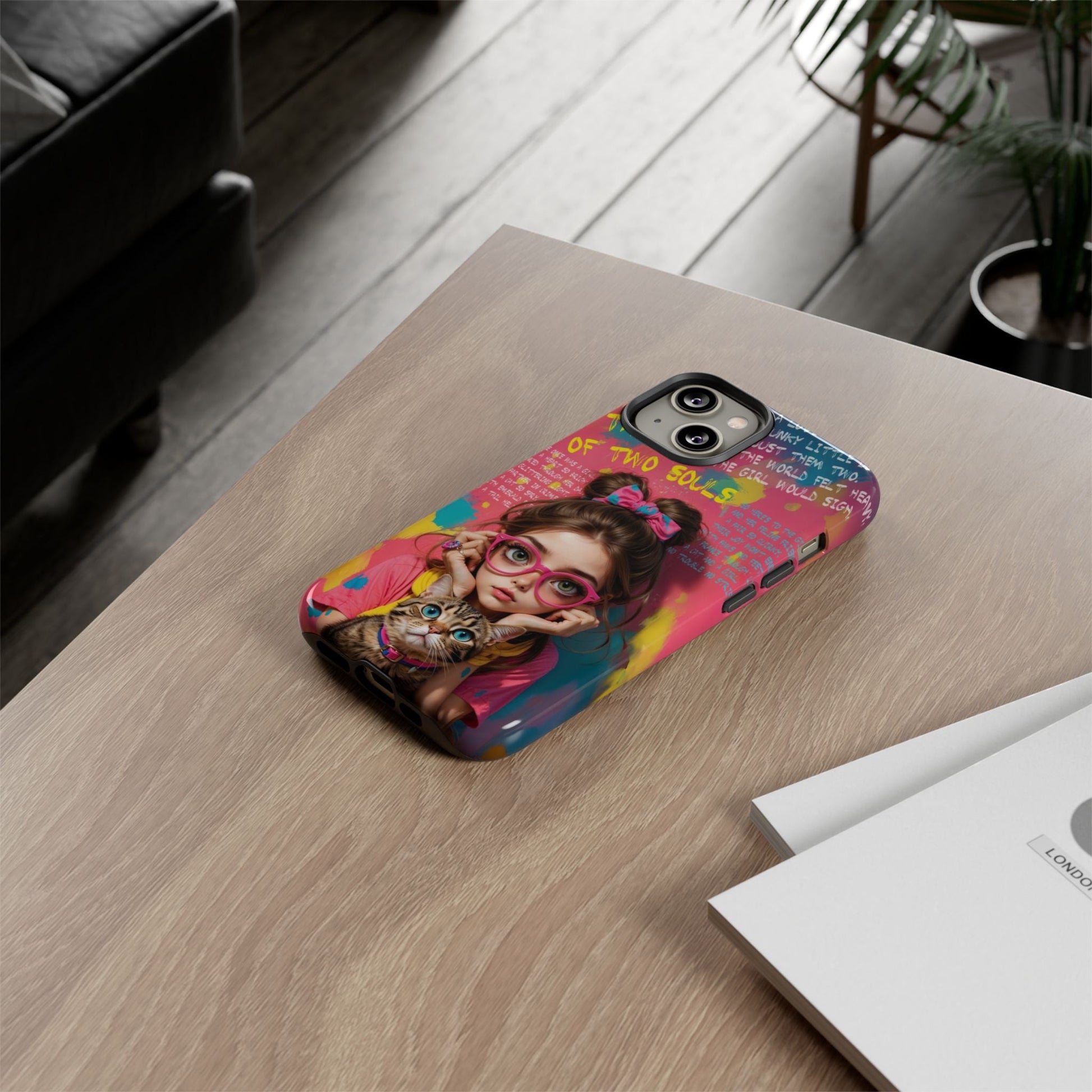 iPhone Cases - Cute Girl and Cat Street Art Style Design - Phone Case