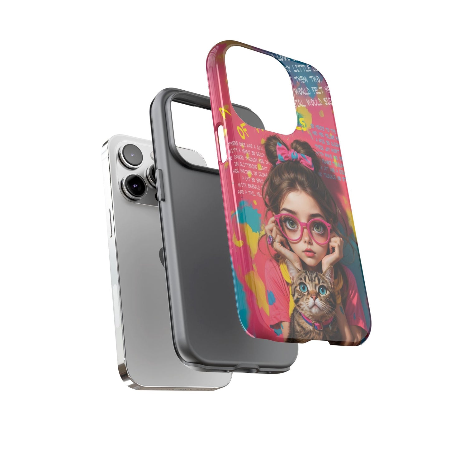 iPhone Cases - Cute Girl and Cat Street Art Style Design - Phone Case
