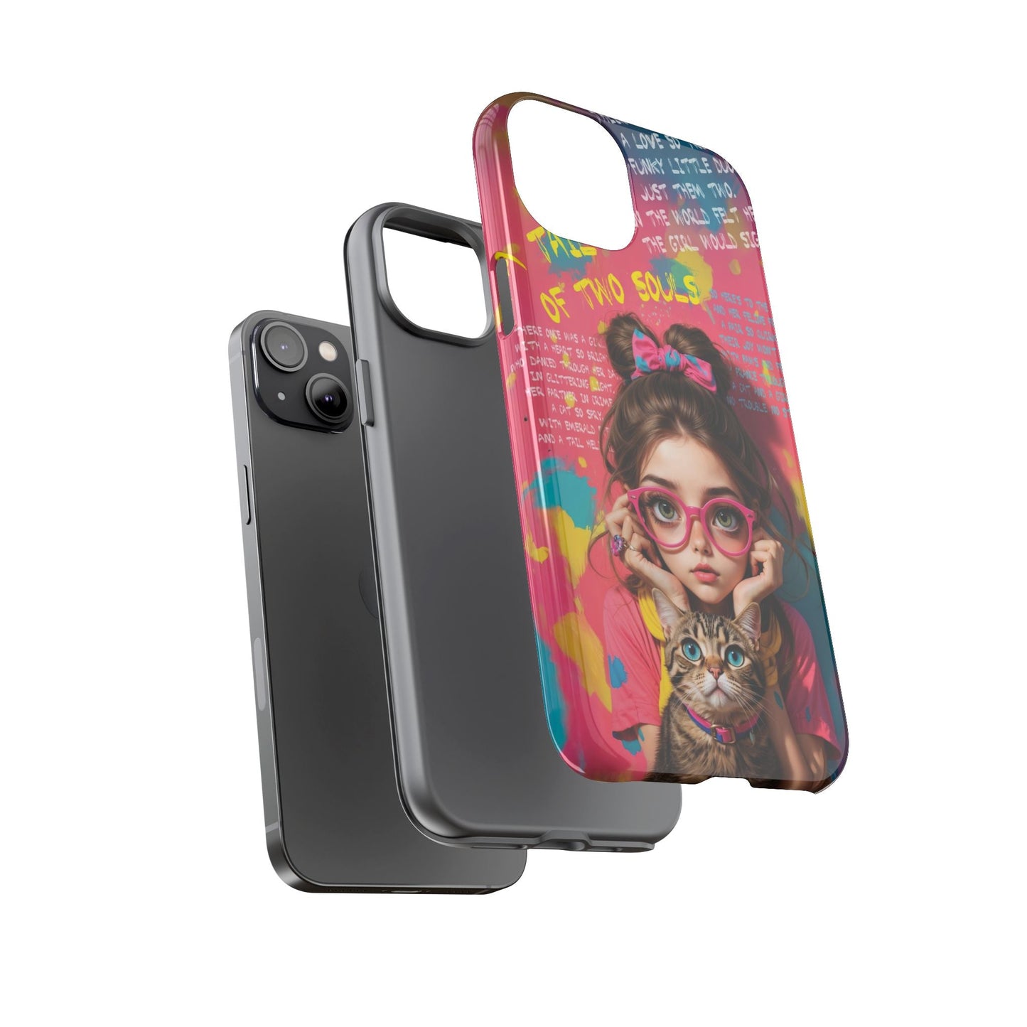 iPhone Cases - Cute Girl and Cat Street Art Style Design - Phone Case