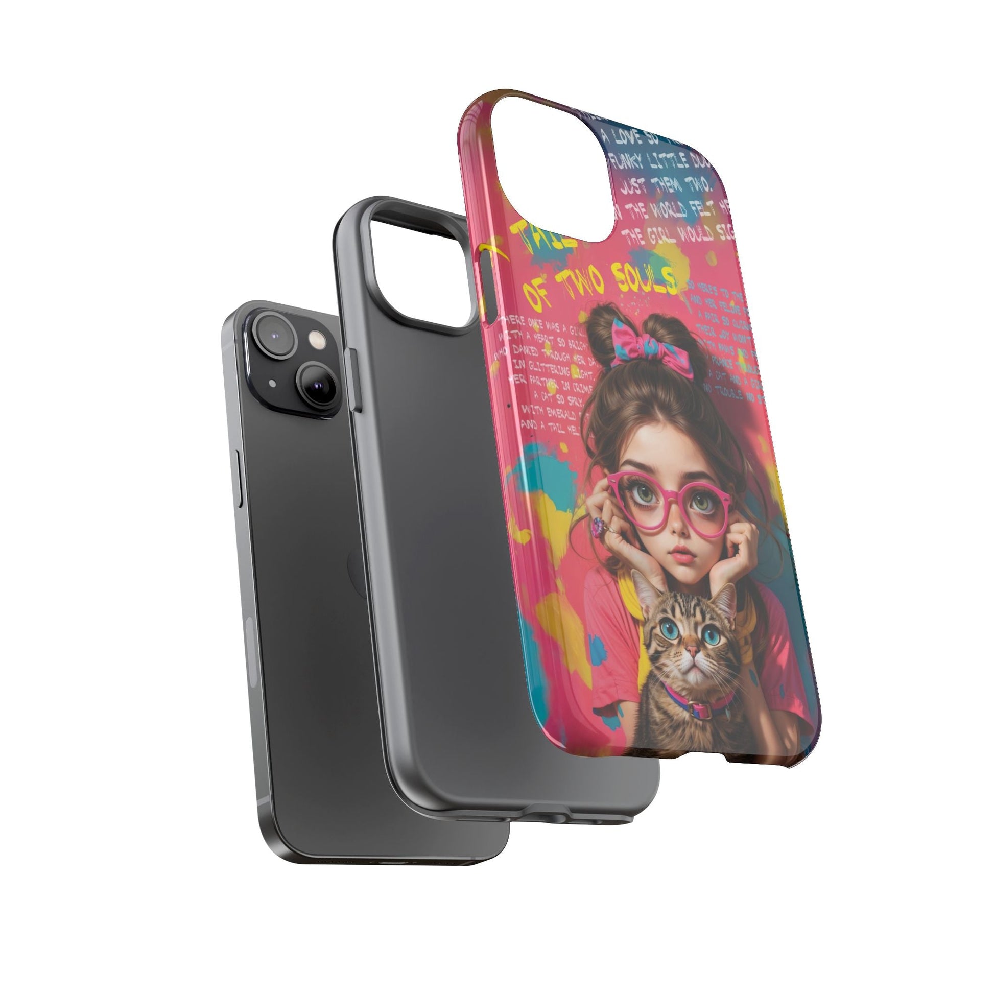 iPhone Cases - Cute Girl and Cat Street Art Style Design - Phone Case