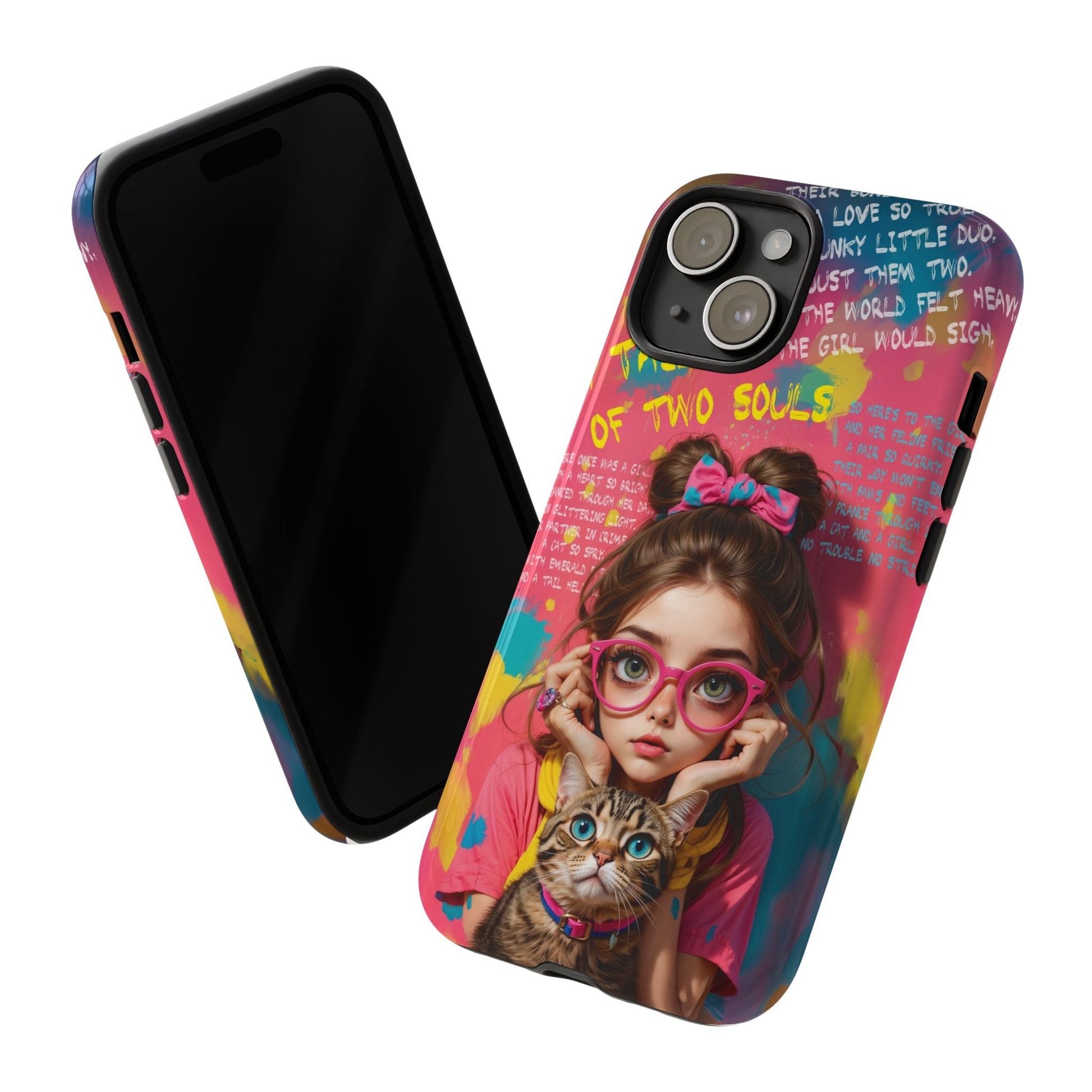 iPhone Cases - Cute Girl and Cat Street Art Style Design - Phone Case