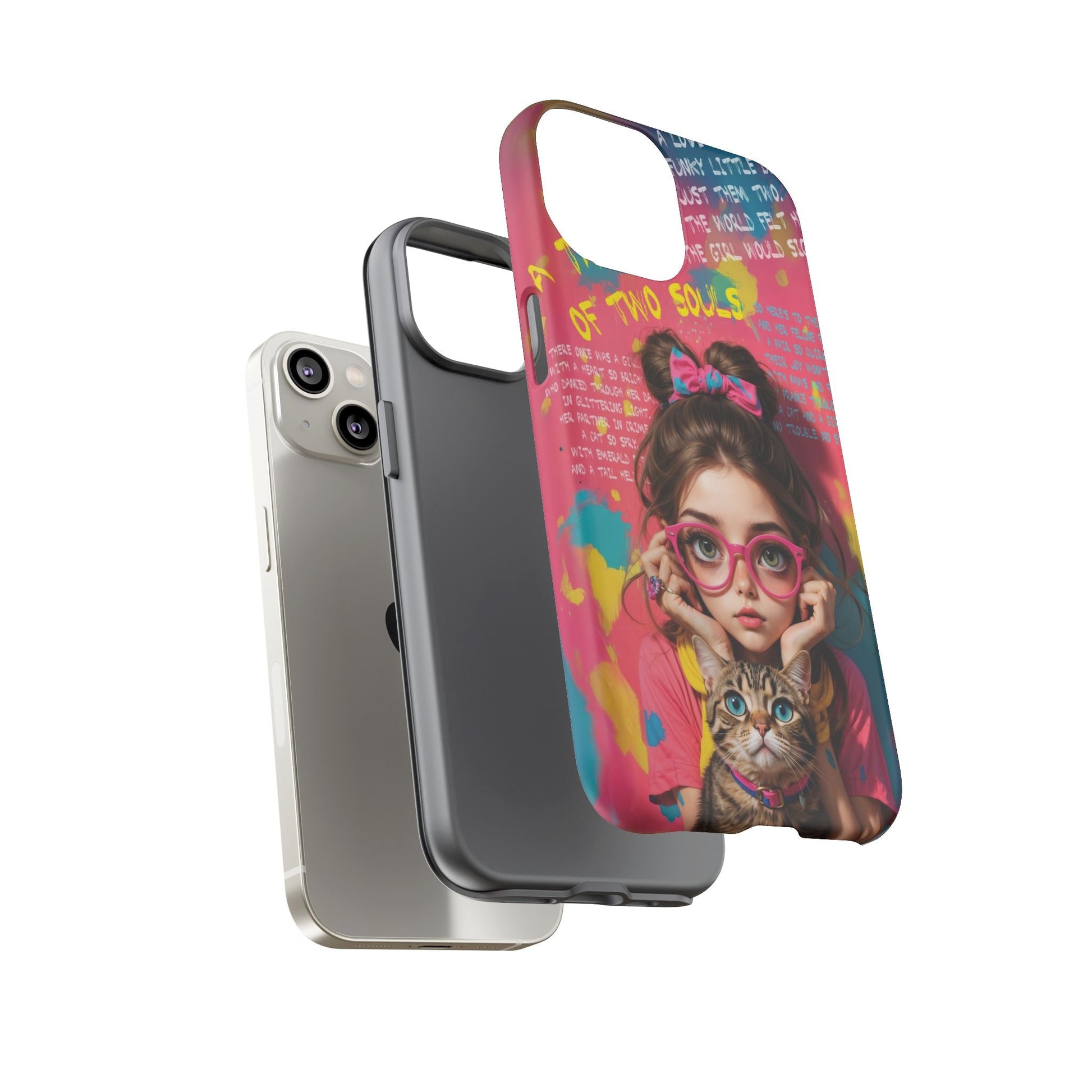 iPhone Cases - Cute Girl and Cat Street Art Style Design - Phone Case