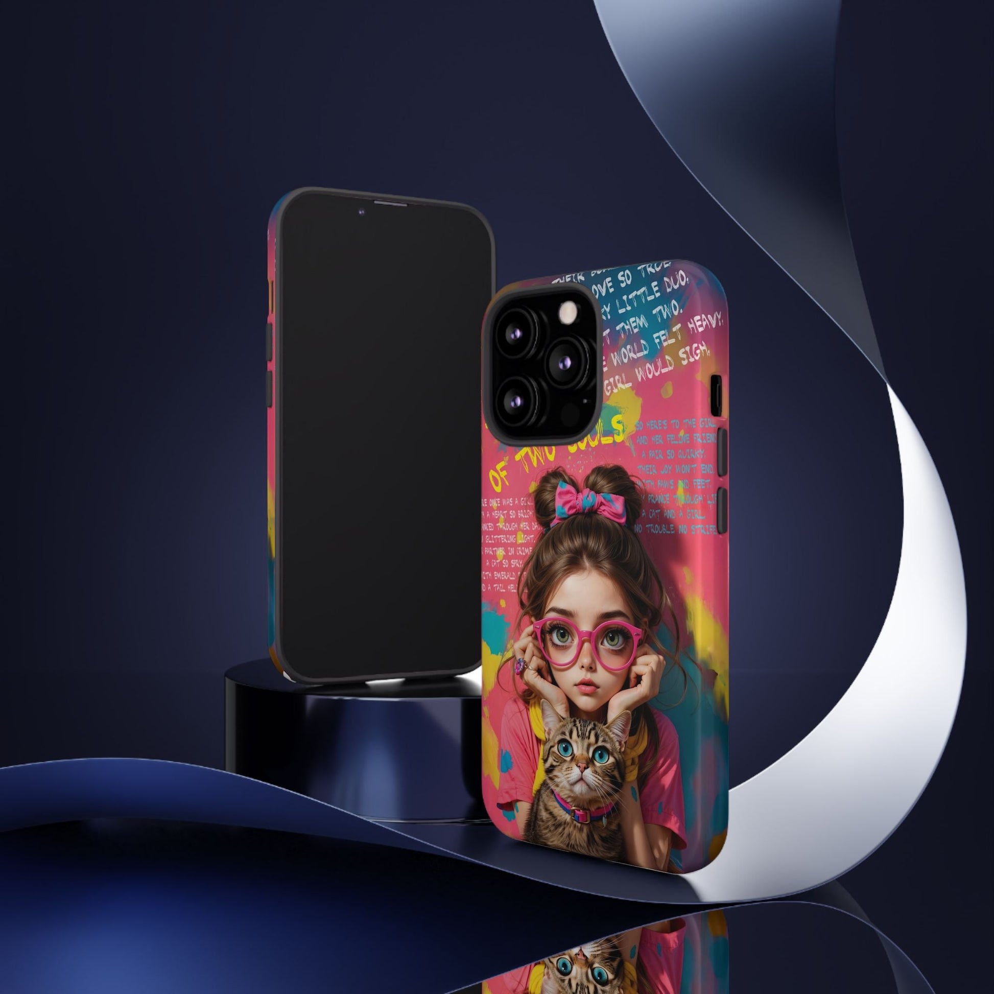 iPhone Cases - Cute Girl and Cat Street Art Style Design - Phone Case