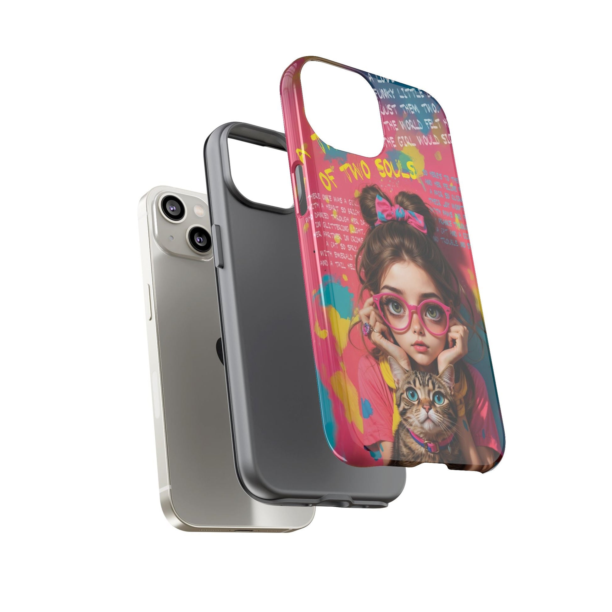 iPhone Cases - Cute Girl and Cat Street Art Style Design - Phone Case
