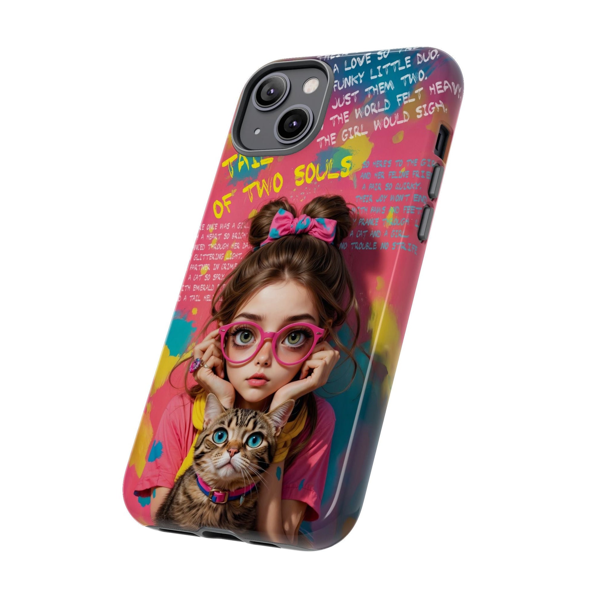 iPhone Cases - Cute Girl and Cat Street Art Style Design - Phone Case
