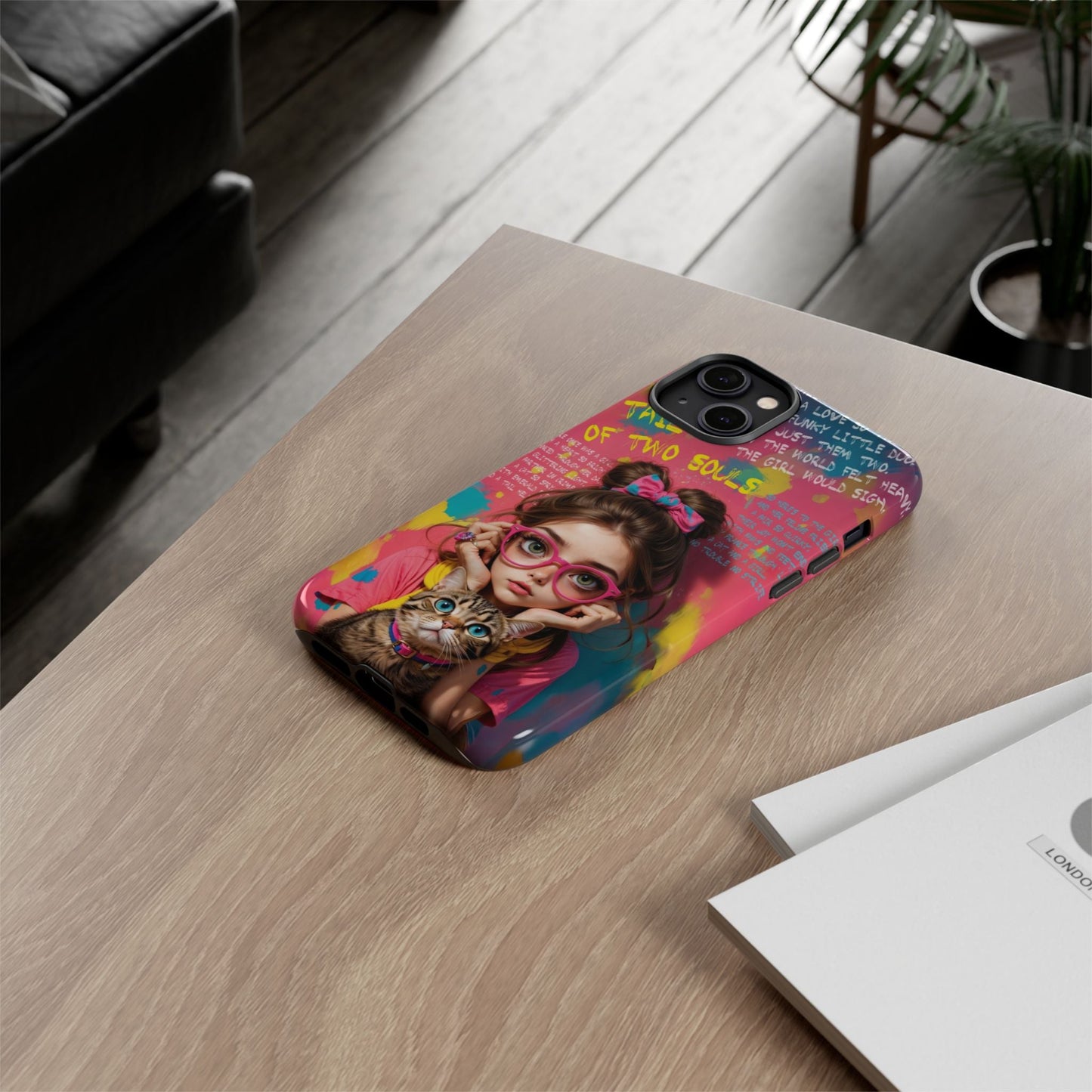 iPhone Cases - Cute Girl and Cat Street Art Style Design - Phone Case