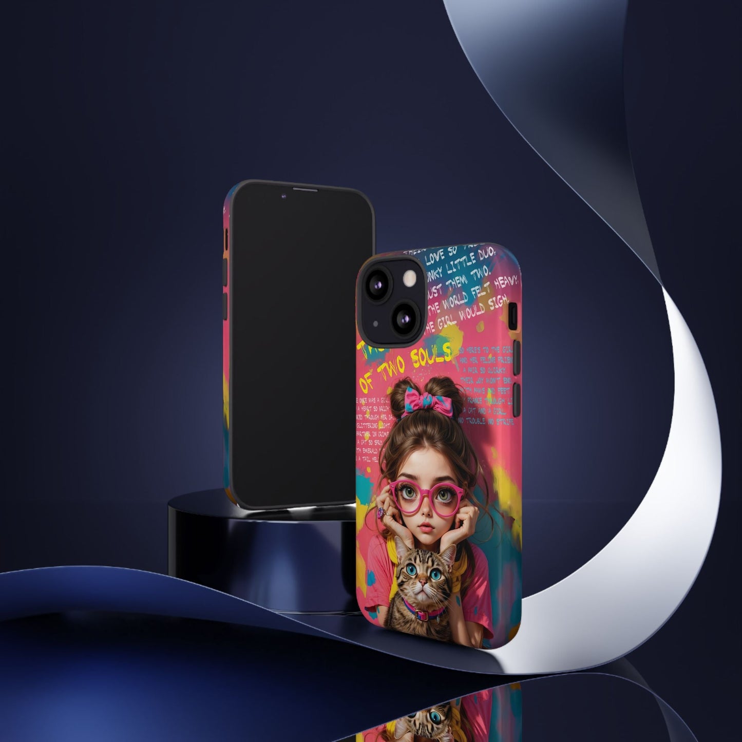iPhone Cases - Cute Girl and Cat Street Art Style Design - Phone Case