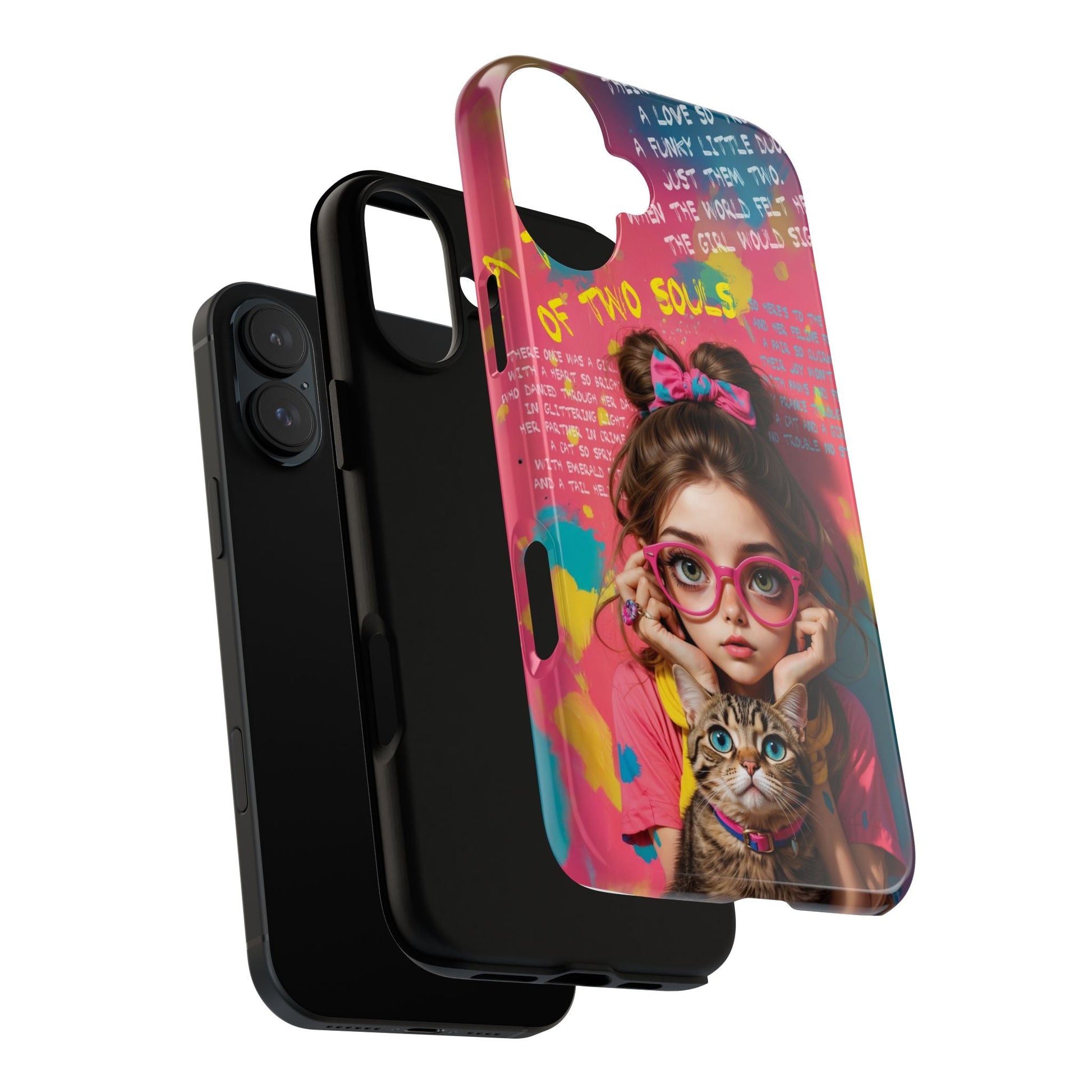 iPhone Cases - Cute Girl and Cat Street Art Style Design - Phone Case
