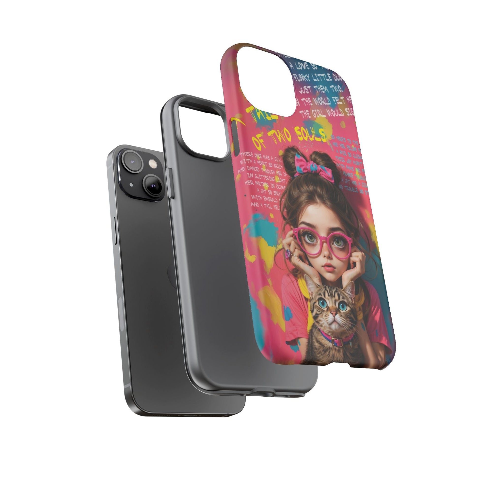 iPhone Cases - Cute Girl and Cat Street Art Style Design - Phone Case