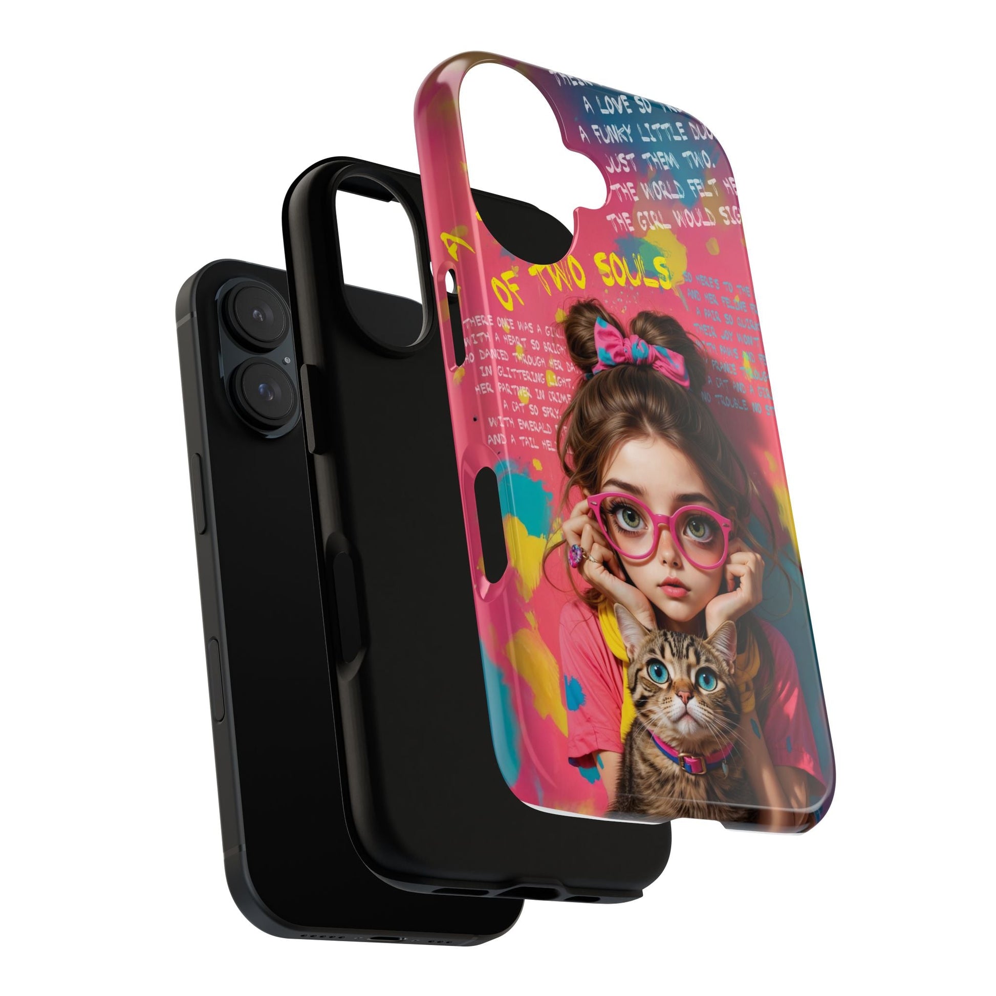 iPhone Cases - Cute Girl and Cat Street Art Style Design - Phone Case