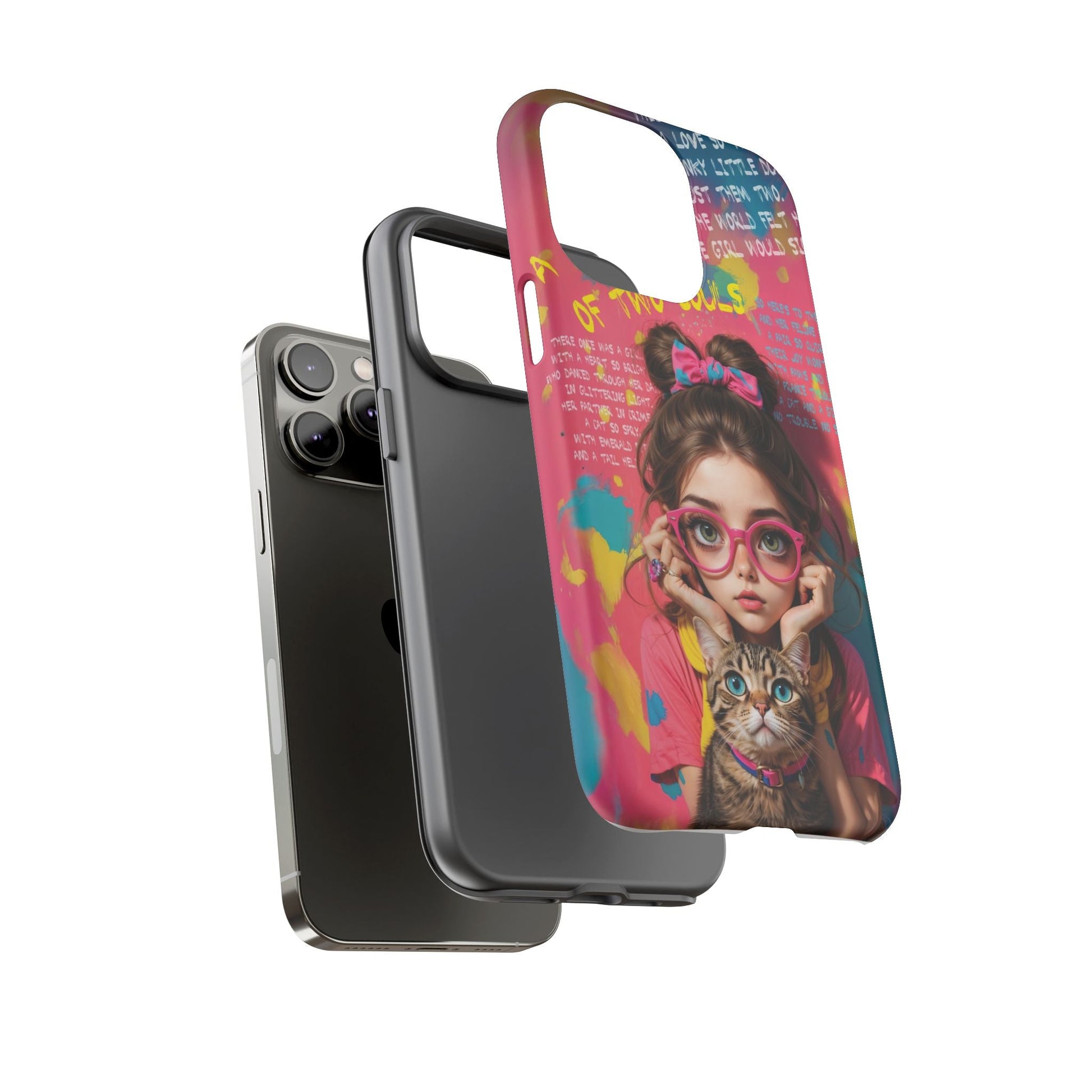iPhone Cases - Cute Girl and Cat Street Art Style Design - Phone Case