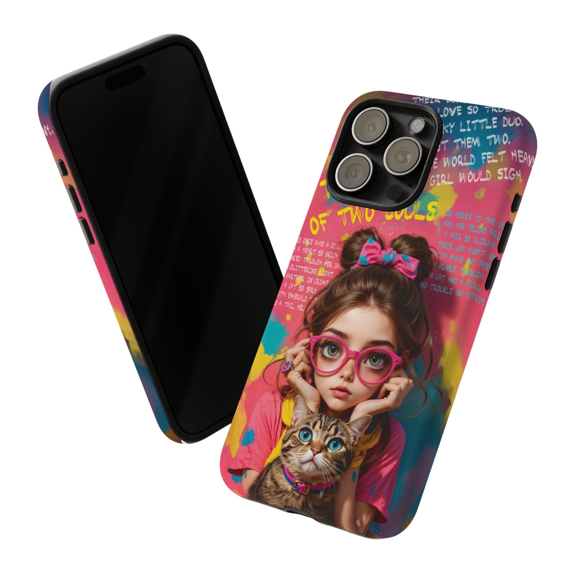 iPhone Cases - Cute Girl and Cat Street Art Style Design - Phone Case