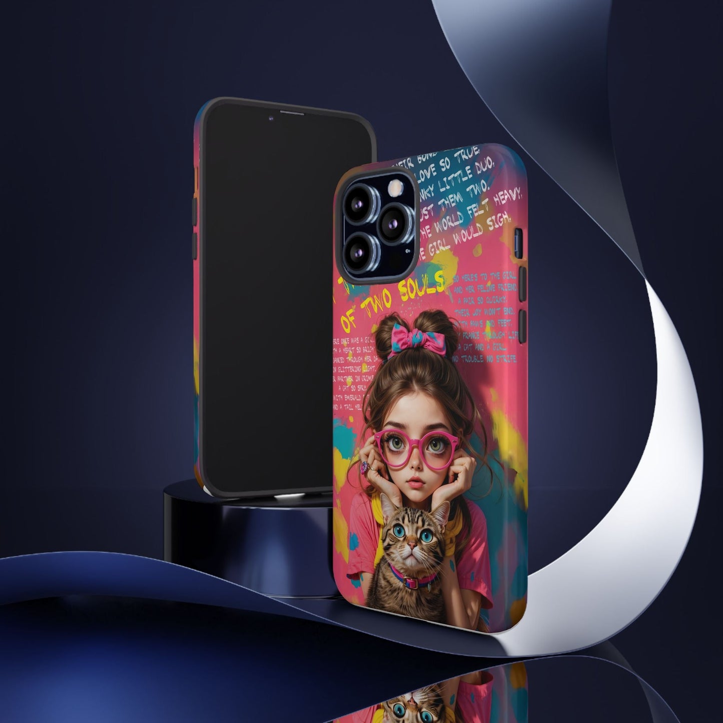 iPhone Cases - Cute Girl and Cat Street Art Style Design - Phone Case