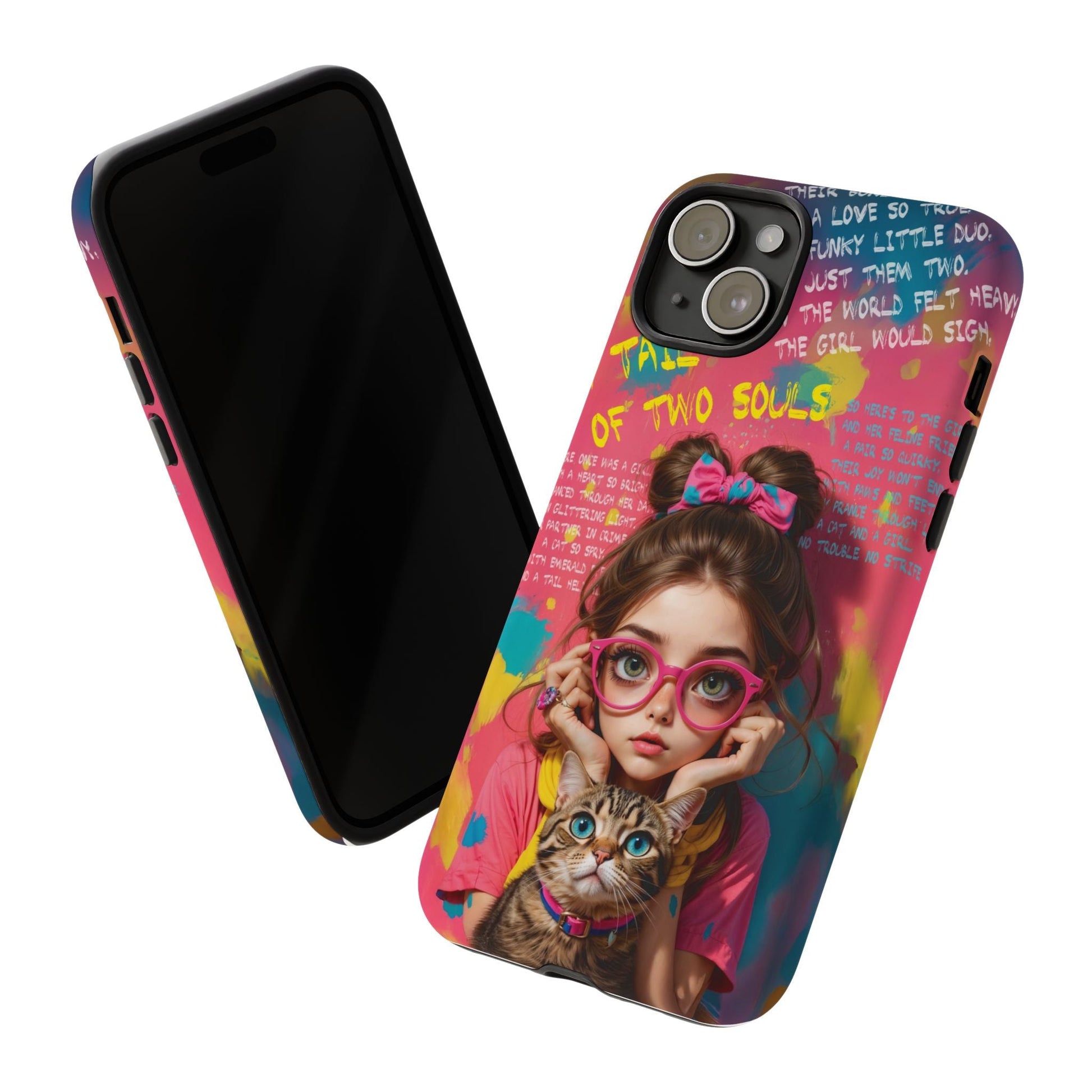 iPhone Cases - Cute Girl and Cat Street Art Style Design - Phone Case