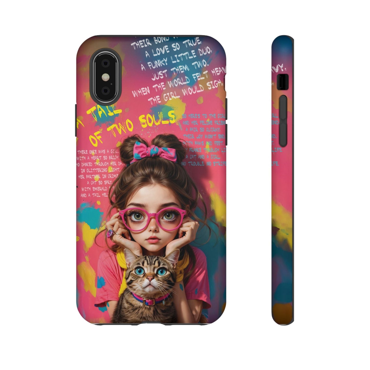 iPhone Cases - Cute Girl and Cat Street Art Style Design - iPhone X / Matte - Phone Case