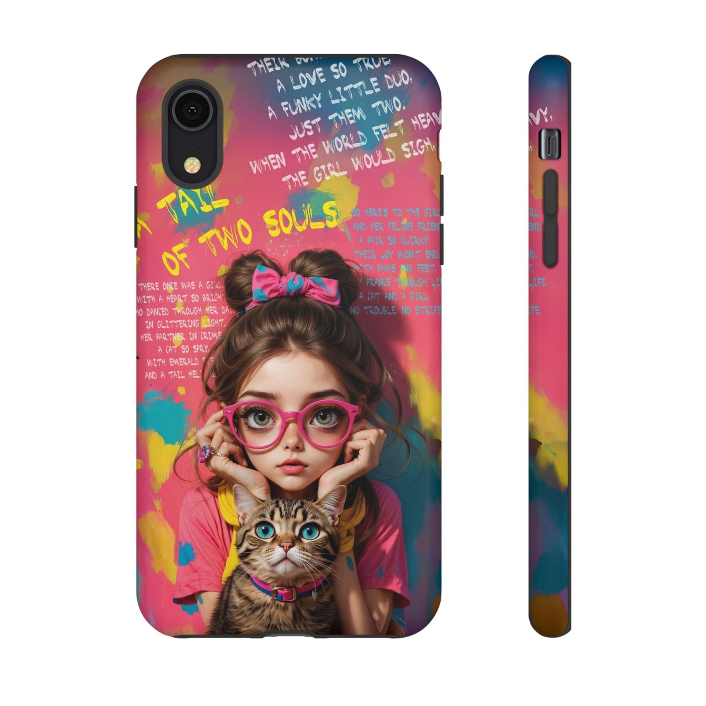 iPhone Cases - Cute Girl and Cat Street Art Style Design - iPhone XR / Matte - Phone Case