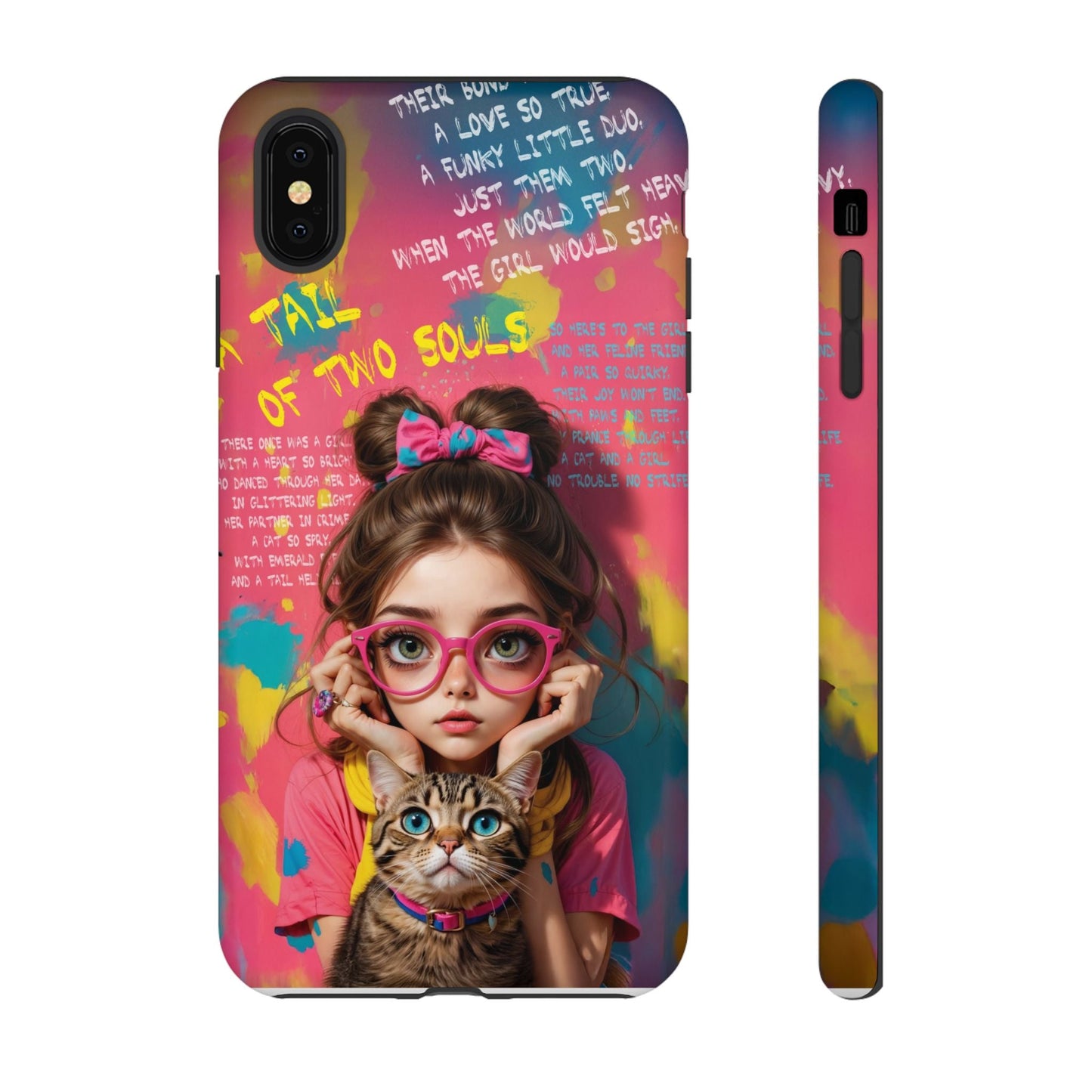 iPhone Cases - Cute Girl and Cat Street Art Style Design - iPhone XS MAX / Matte - Phone Case