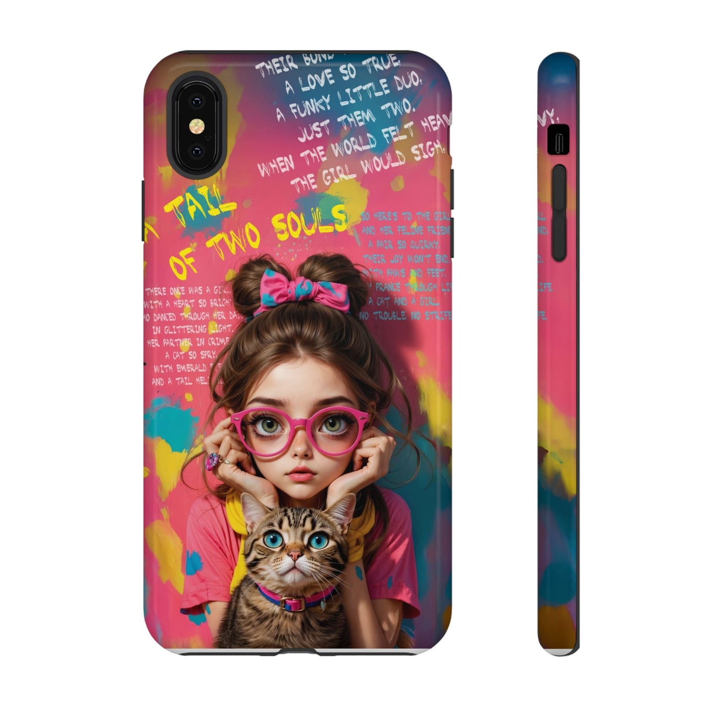 iPhone Cases - Cute Girl and Cat Street Art Style Design - iPhone XS MAX / Glossy - Phone Case