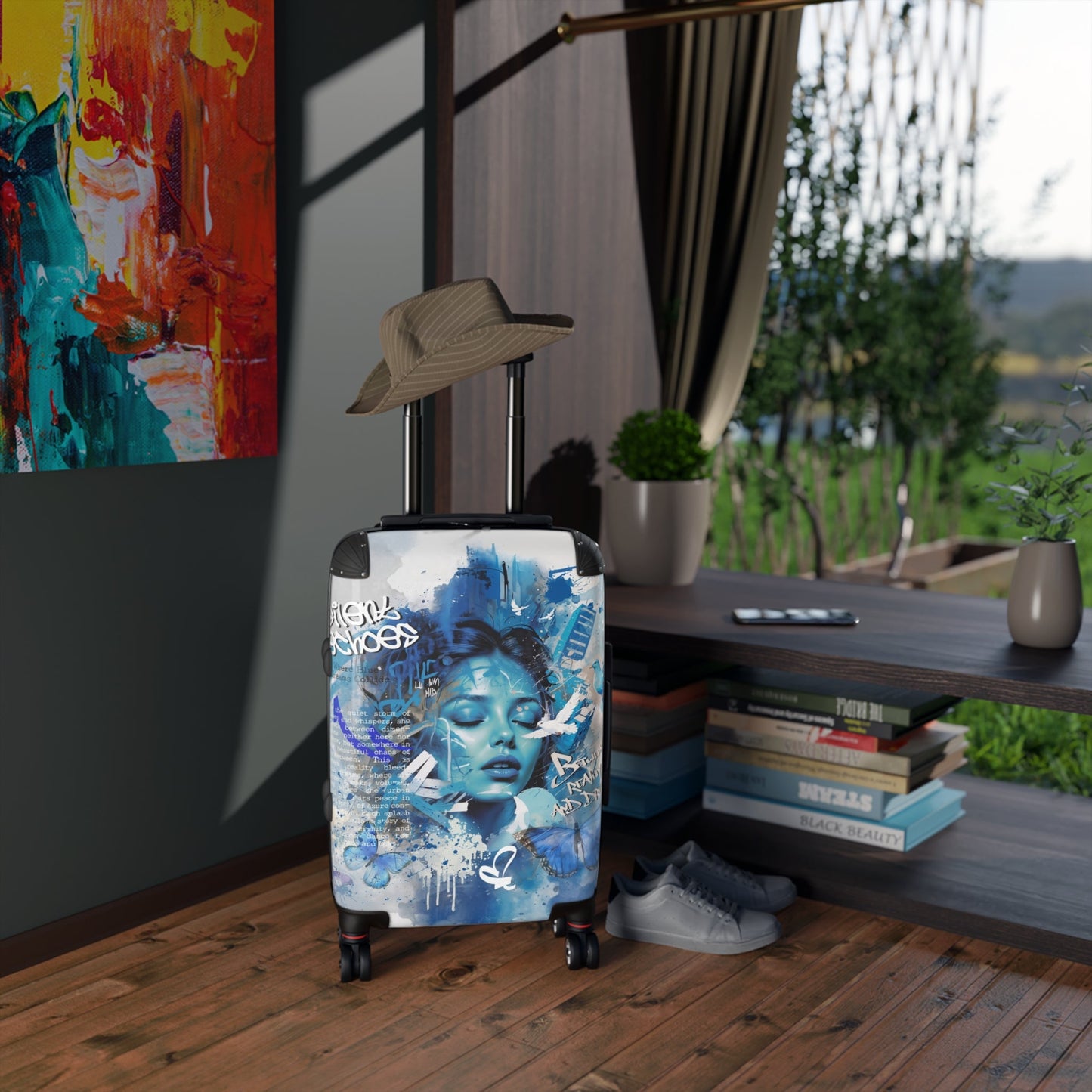 Journey Through Dreams - Ethereal Blue Urban Art Suitcase - Bags
