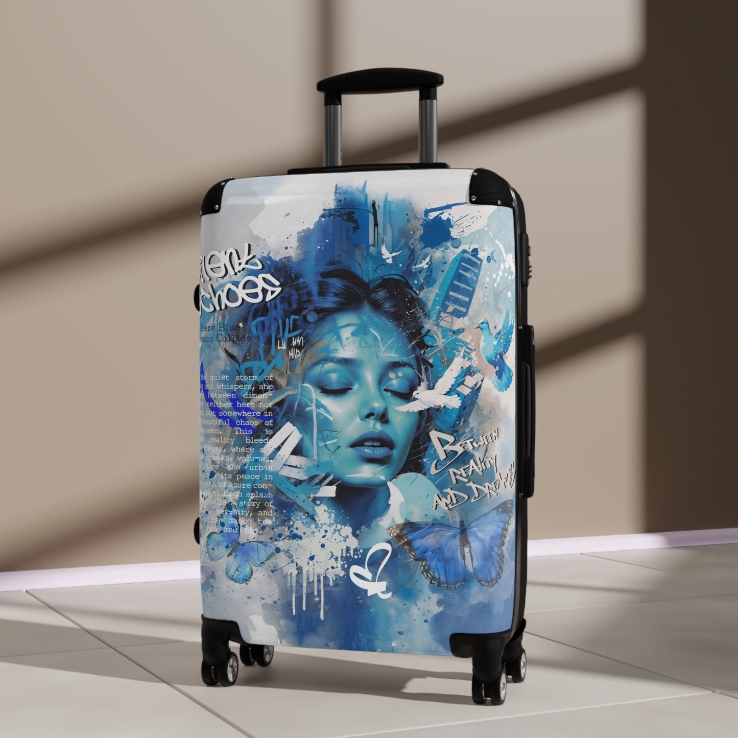 Journey Through Dreams - Ethereal Blue Urban Art Suitcase - Bags