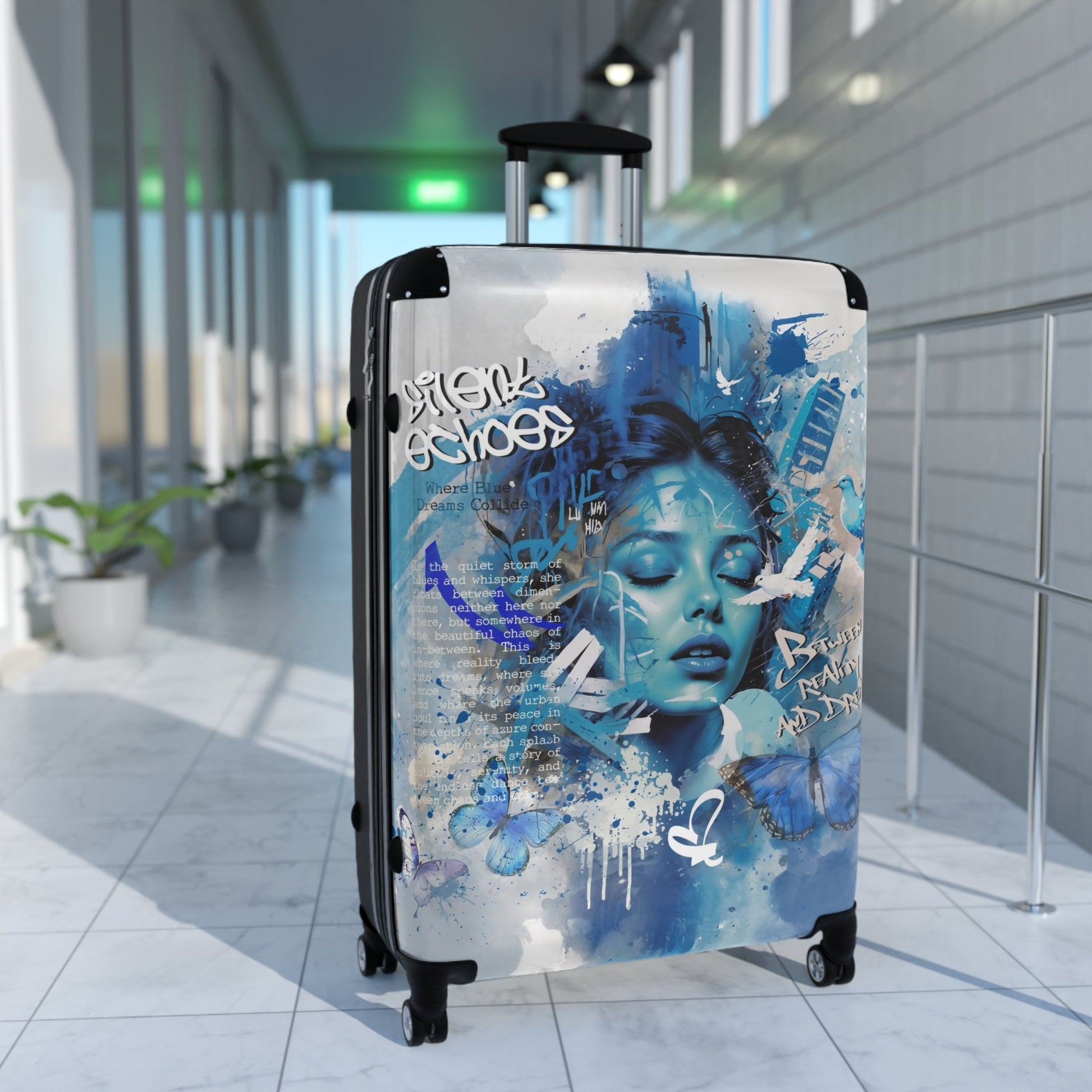 Journey Through Dreams - Ethereal Blue Urban Art Suitcase - Bags