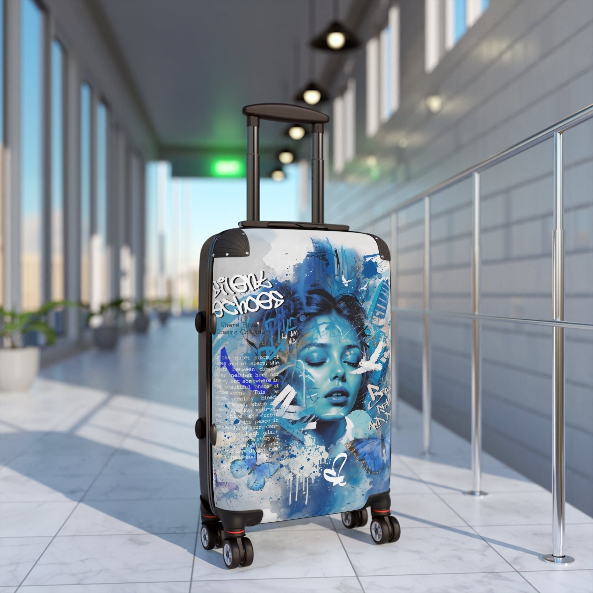 Journey Through Dreams - Ethereal Blue Urban Art Suitcase - Bags