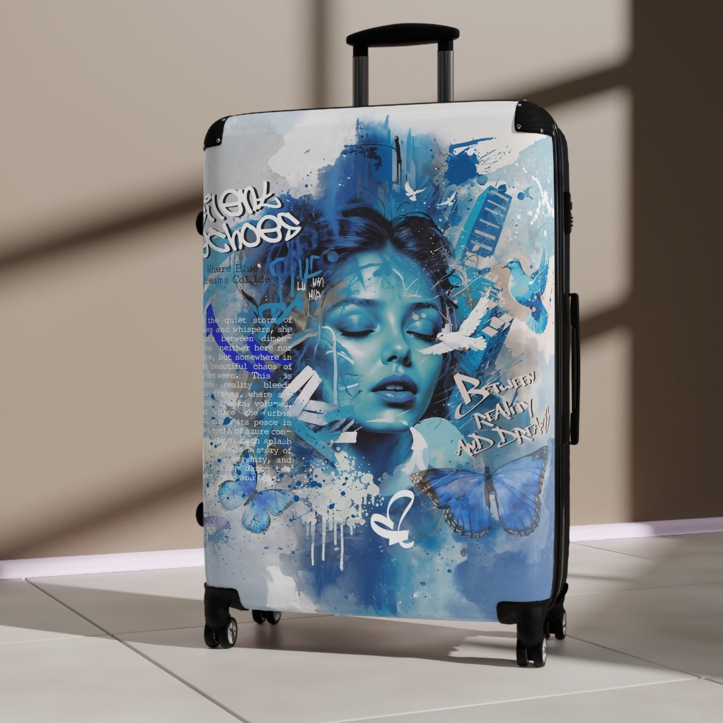 Journey Through Dreams - Ethereal Blue Urban Art Suitcase - Bags