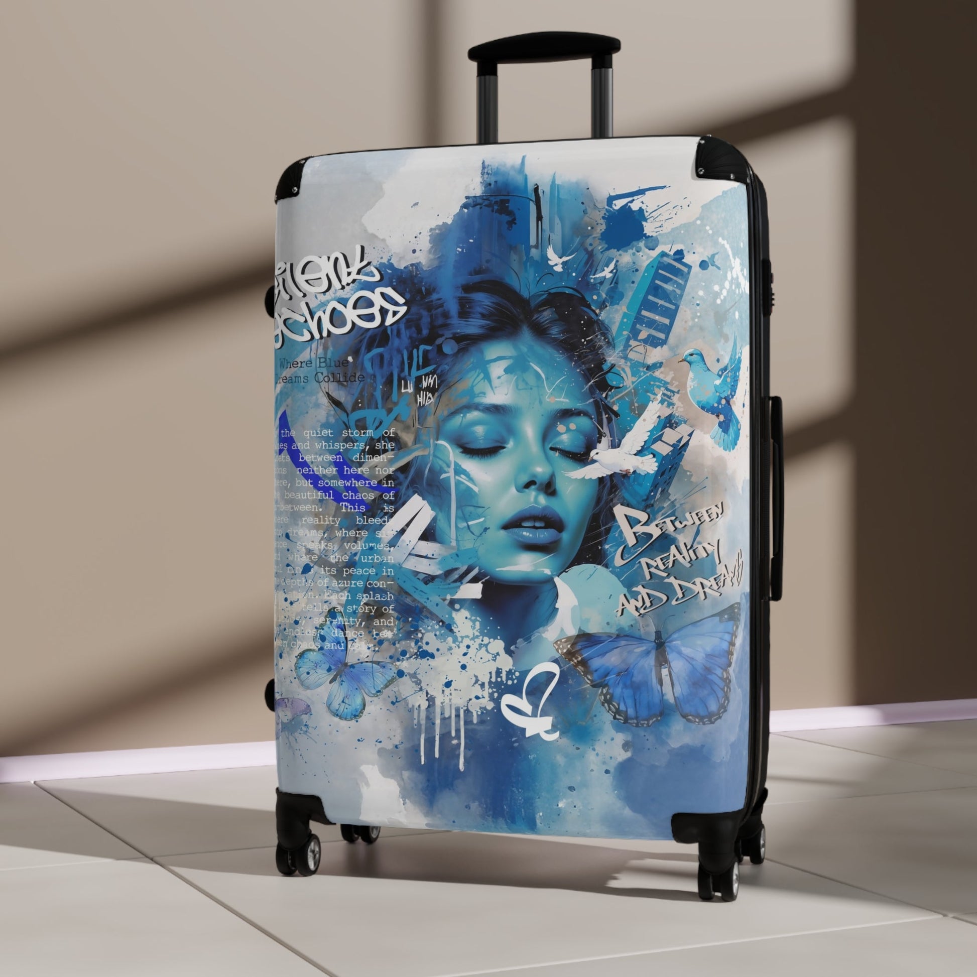 Journey Through Dreams - Ethereal Blue Urban Art Suitcase - Bags