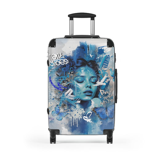 Journey Through Dreams - Ethereal Blue Urban Art Suitcase - Medium / Black - Bags