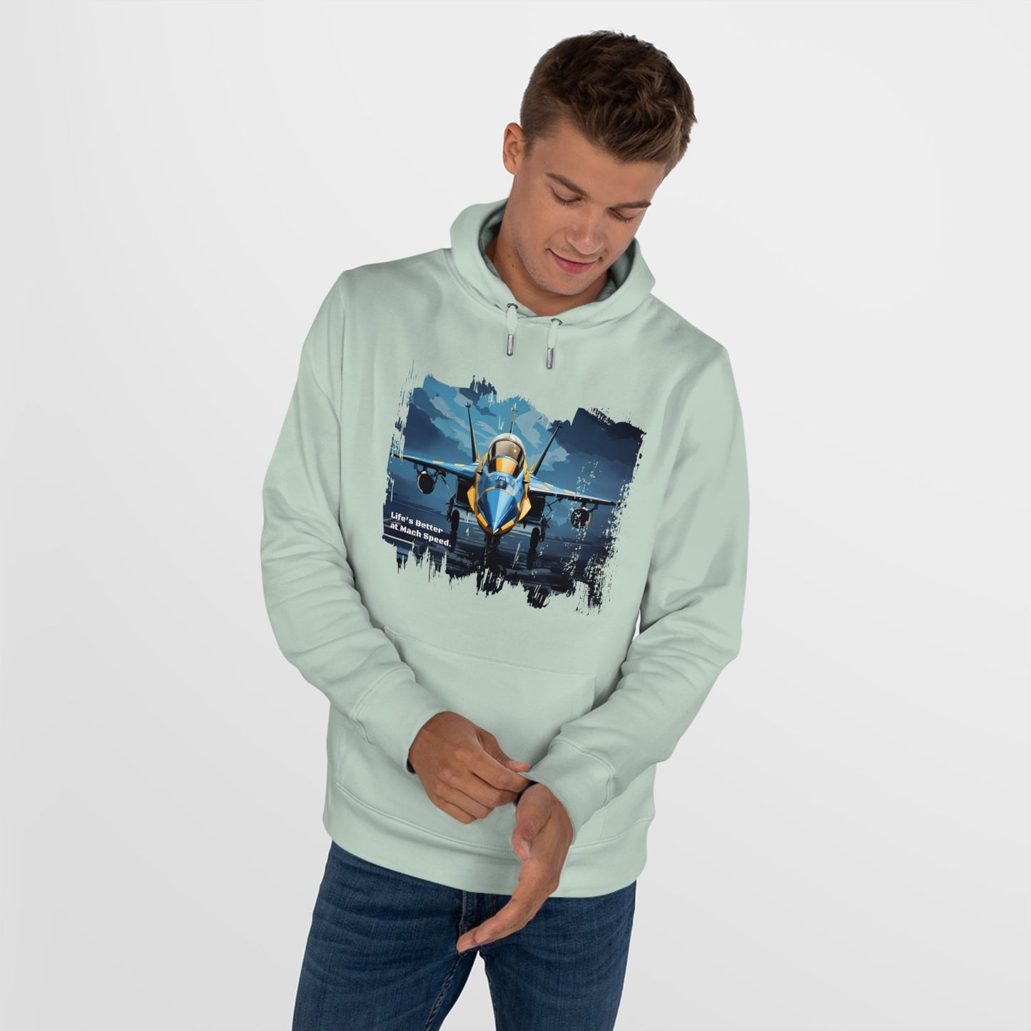 King Hooded Sweatshirt - Jet Plane Runway - Aqua Green / XS - Hoodie