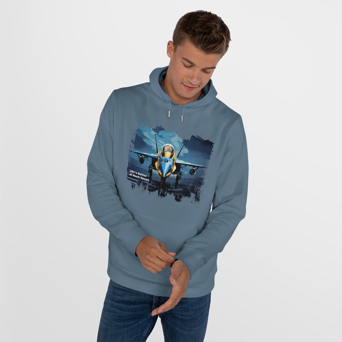 King Hooded Sweatshirt - Jet Plane Runway - Nordic Blue / XS - Hoodie