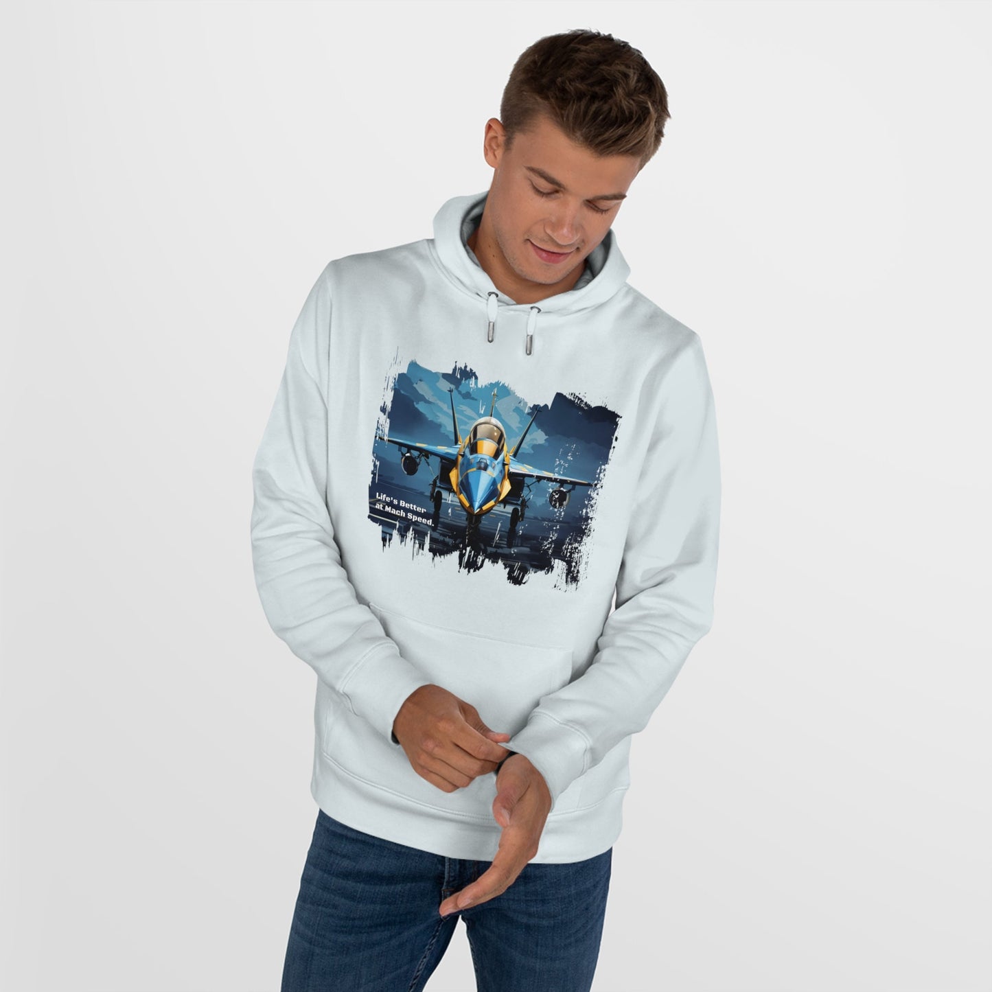 King Hooded Sweatshirt - Jet Plane Runway - Pure Sky / XS - Hoodie