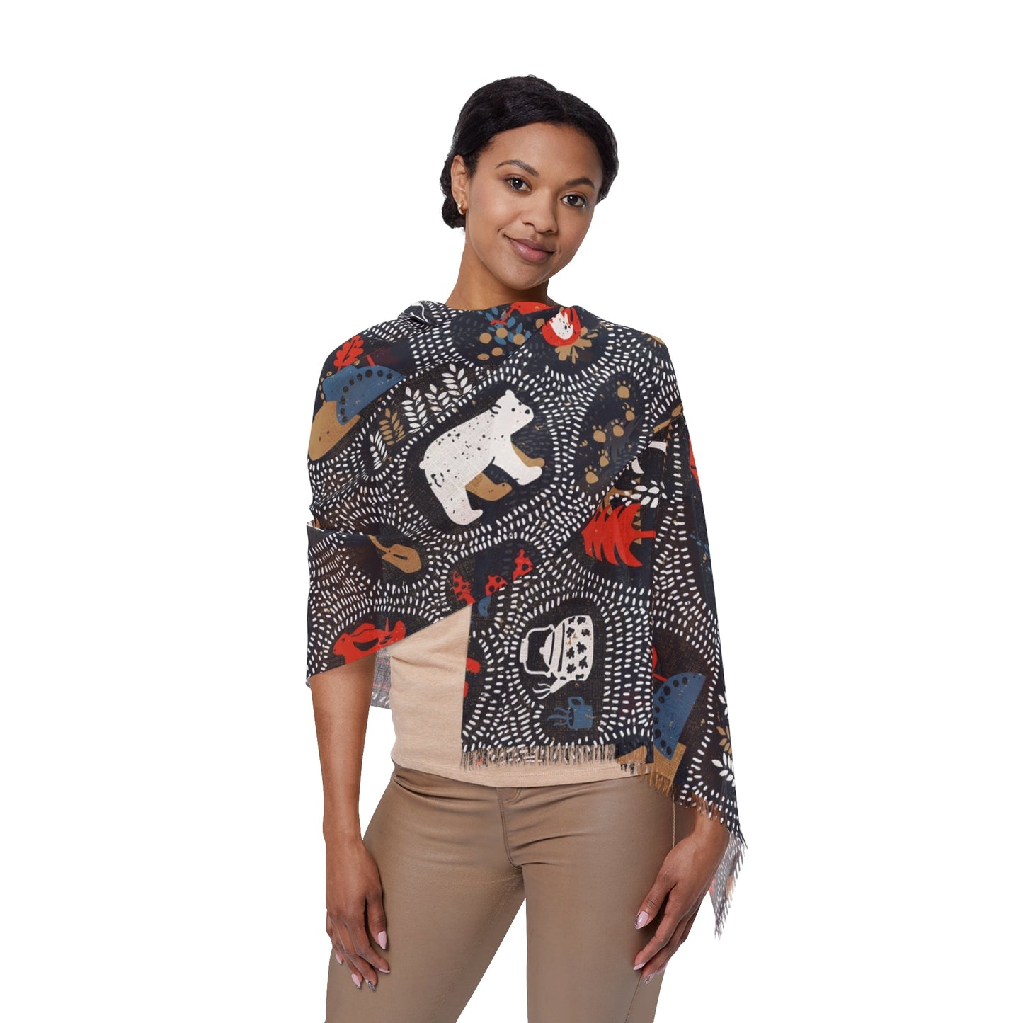Light Scarf - Camping and Hiking Doodles Seamless Pattern - 27’’ × 73’’ - All Over Prints