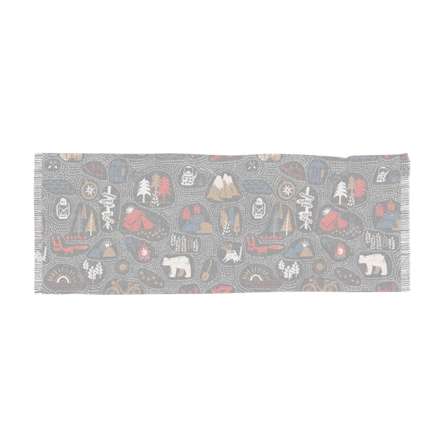 Light Scarf - Camping and Hiking Doodles Seamless Pattern - 27’’ × 73’’ - All Over Prints